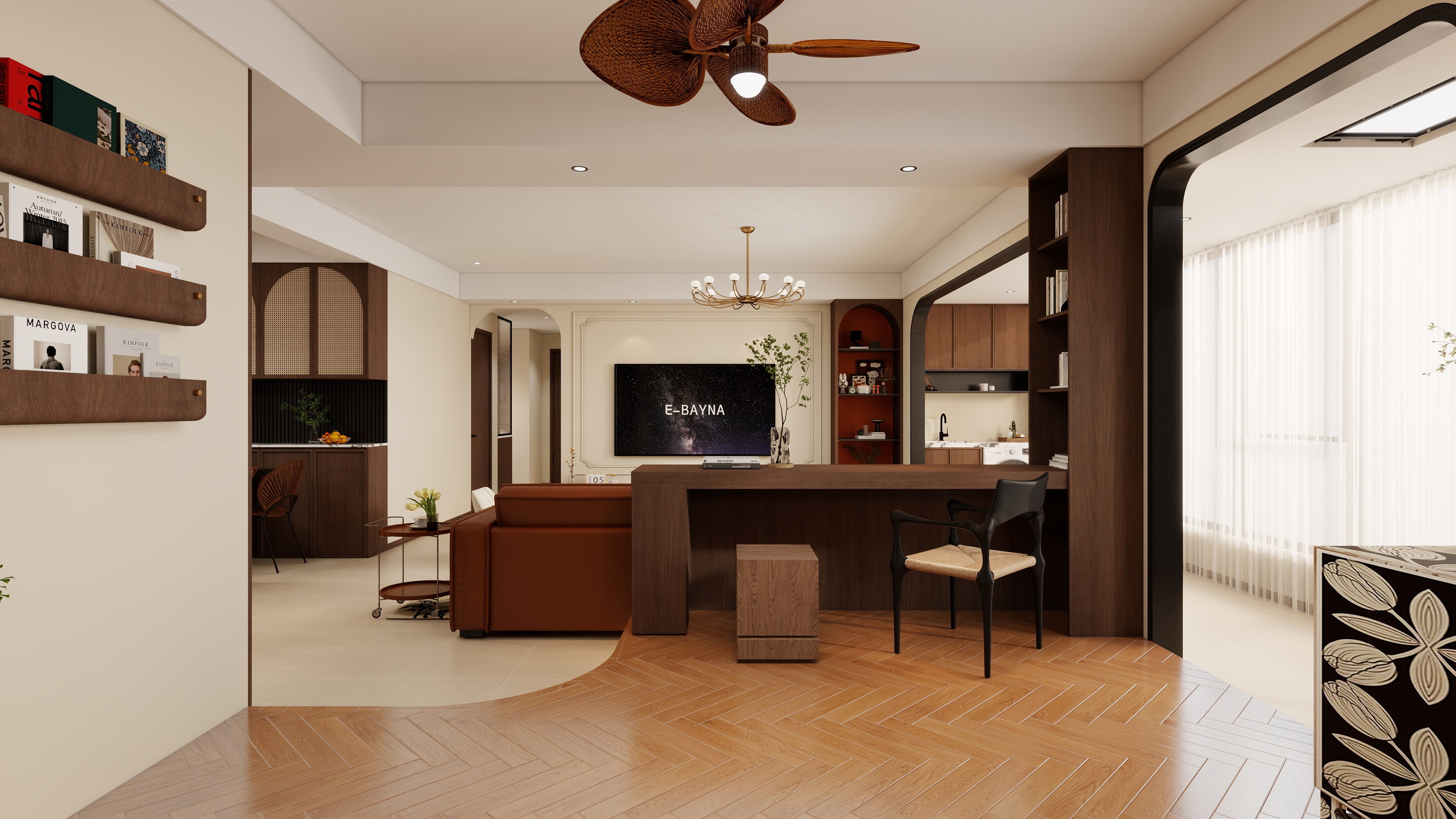 果乐设计-146方复古风格五居室装修效果图