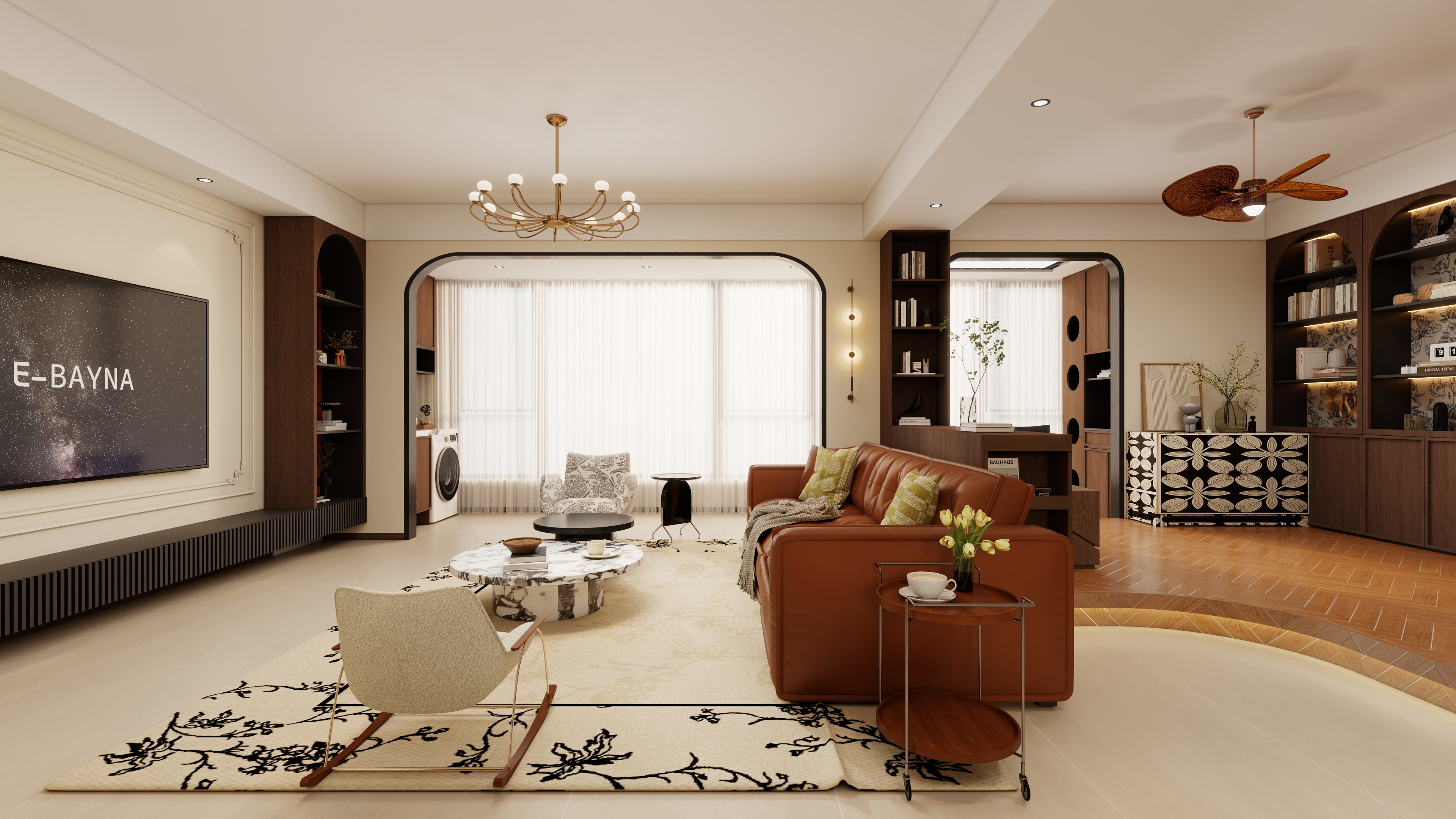 果乐设计-146方复古风格五居室装修效果图