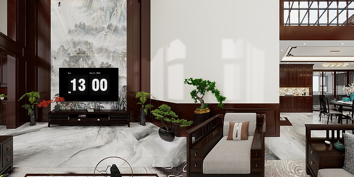 零林七设计-中天健新中式（复式） -装修设计方案