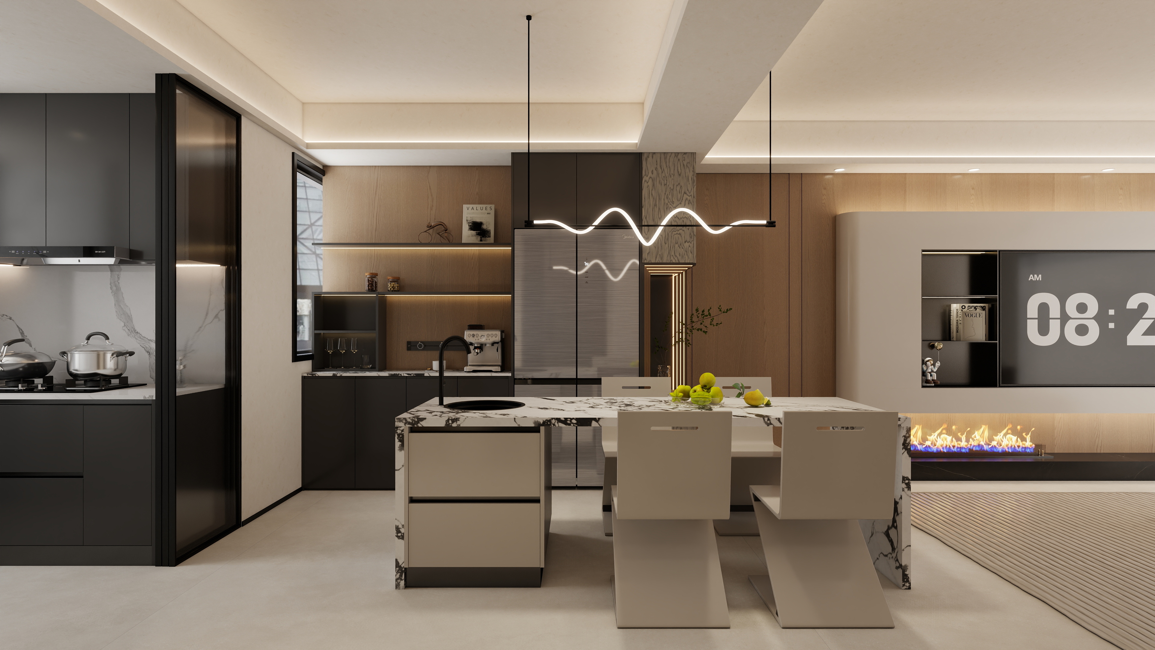 孙有权-『悬河注火』98平丨意式极简两居装修效果图