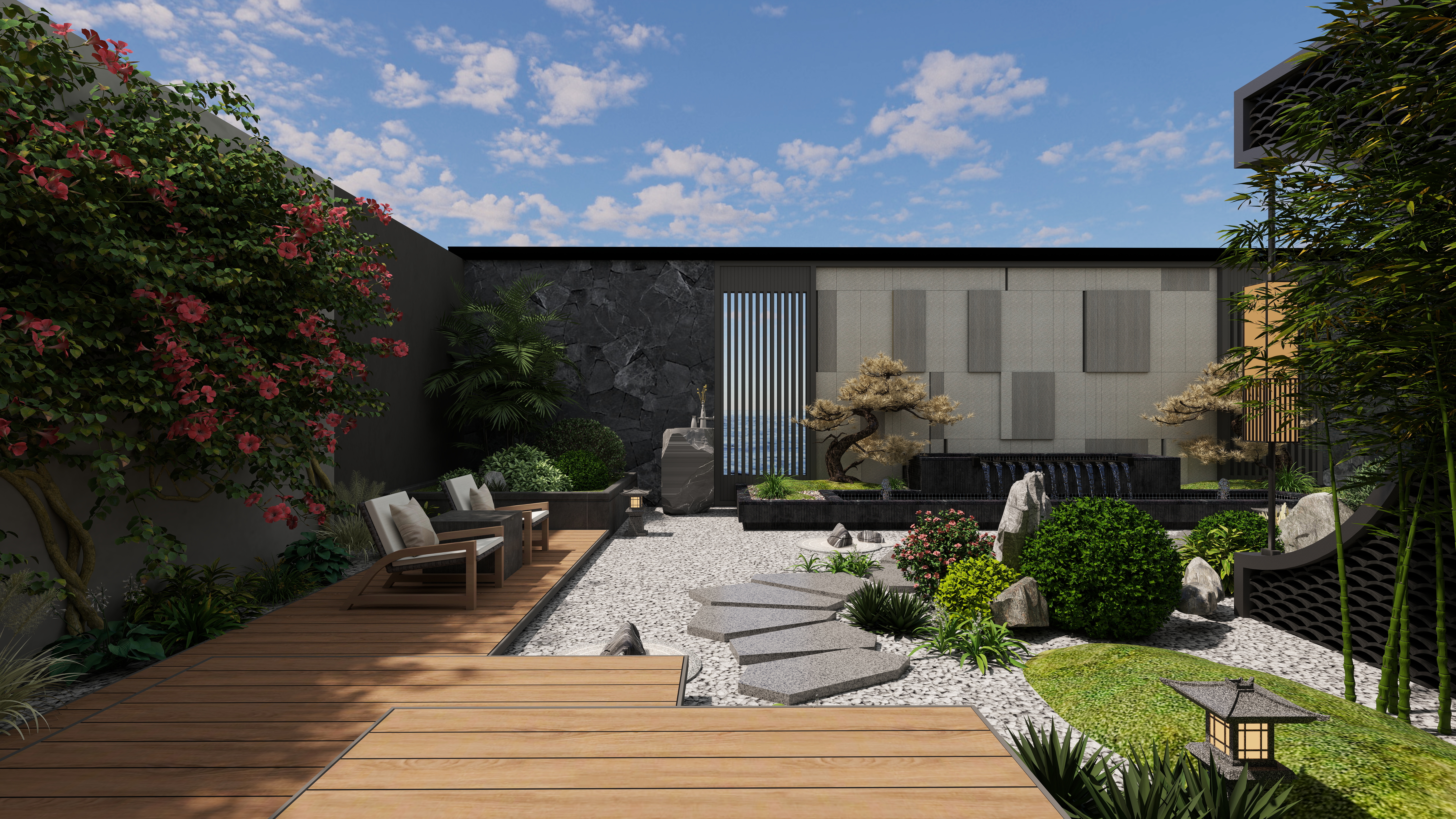 懿宸-盈派设计-新中式别墅庭院景观-装修设计方案