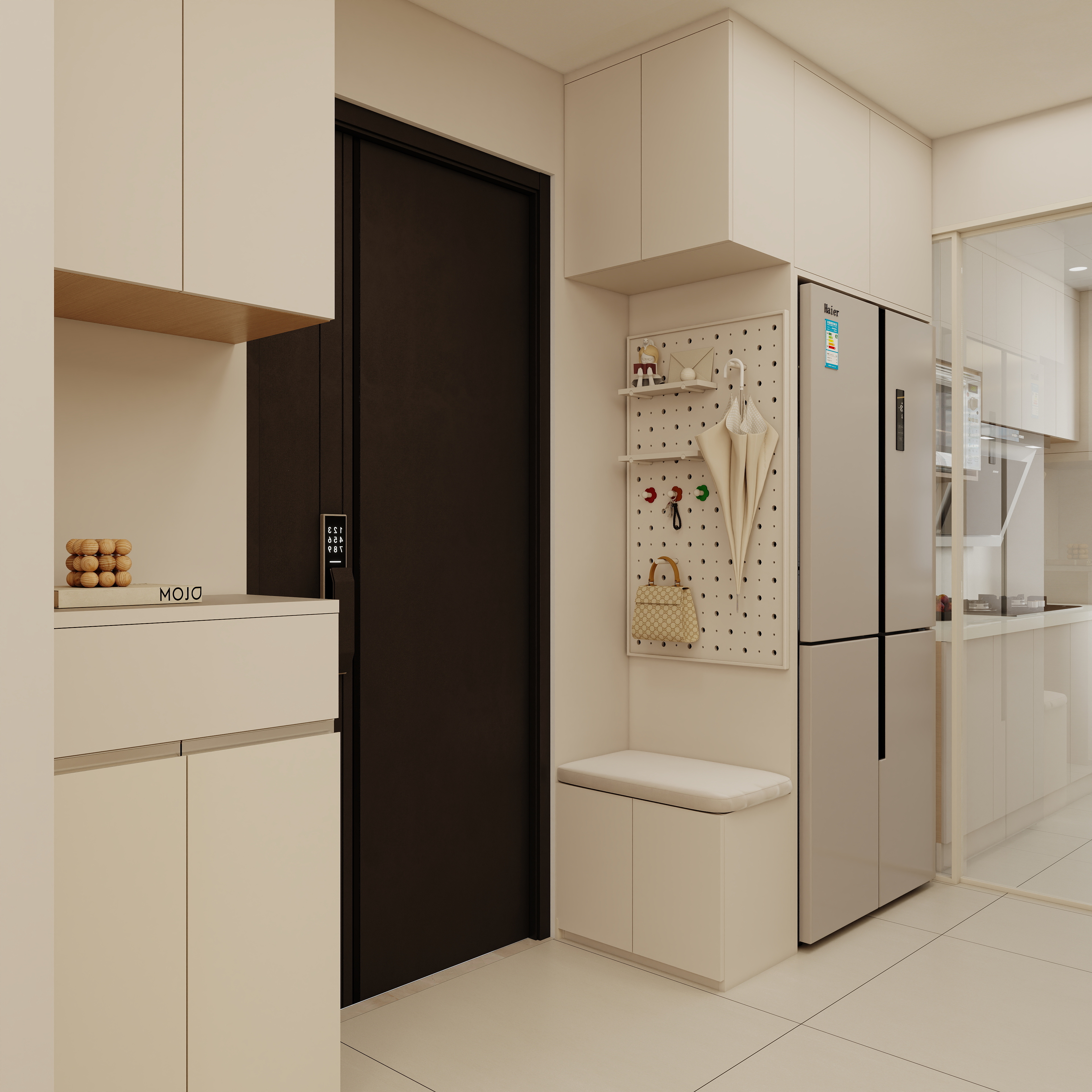 壹诺设计工作室-86㎡2室-奶油风装修效果图