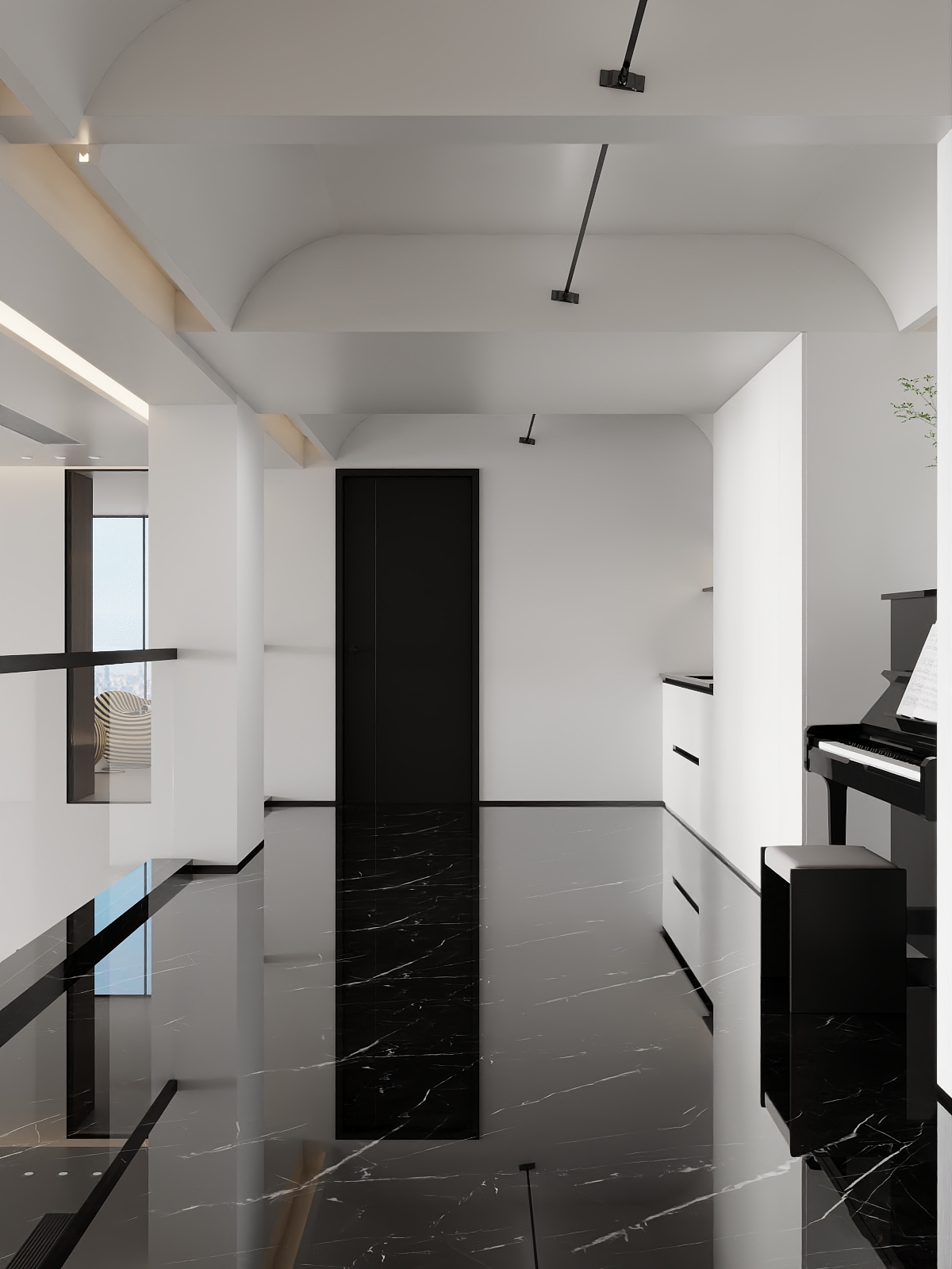 吴爽-485m²黑白灰风格装修效果图