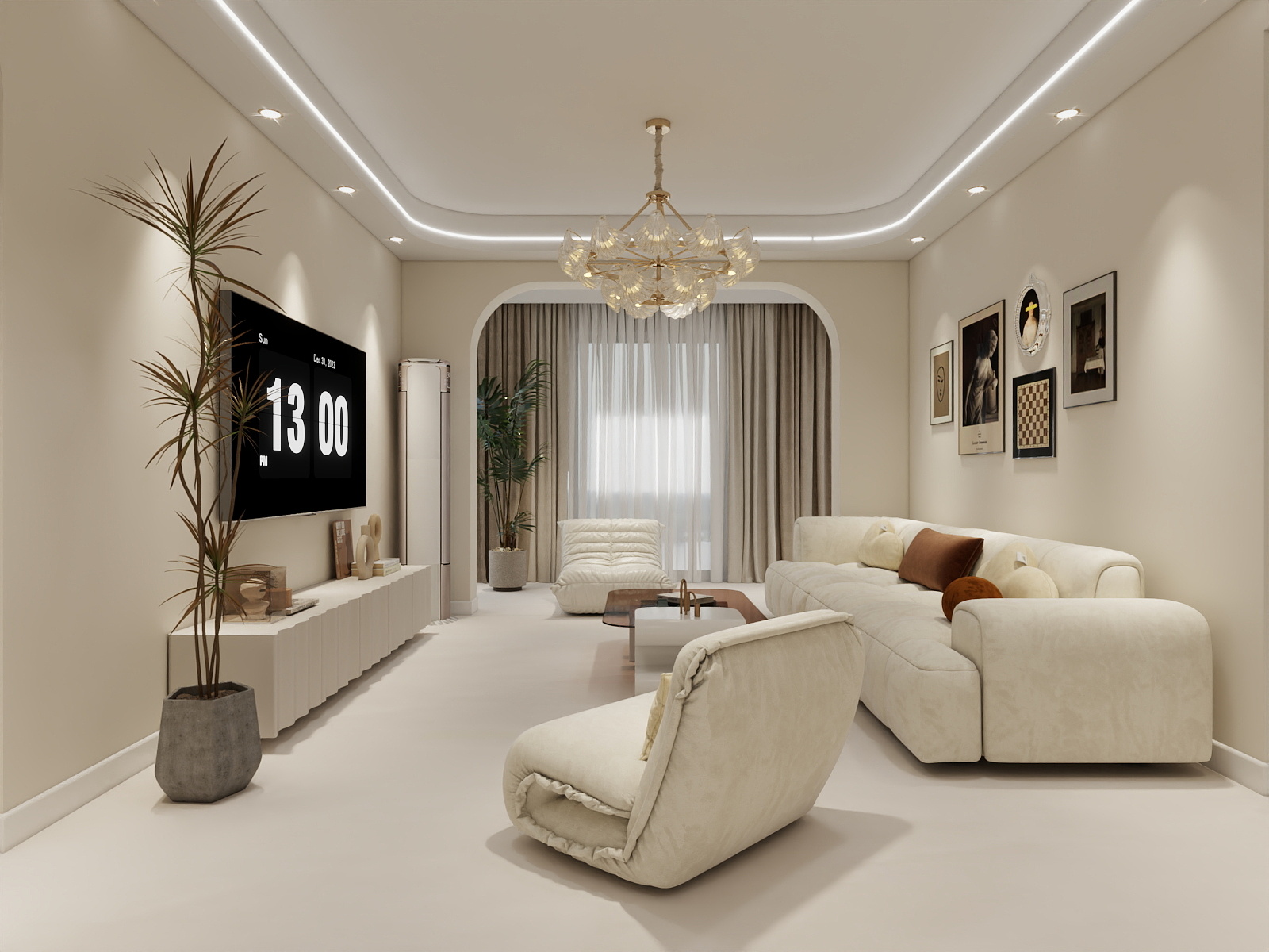 湛智华-现代奶油风134平4房 剑桥郡装修效果图