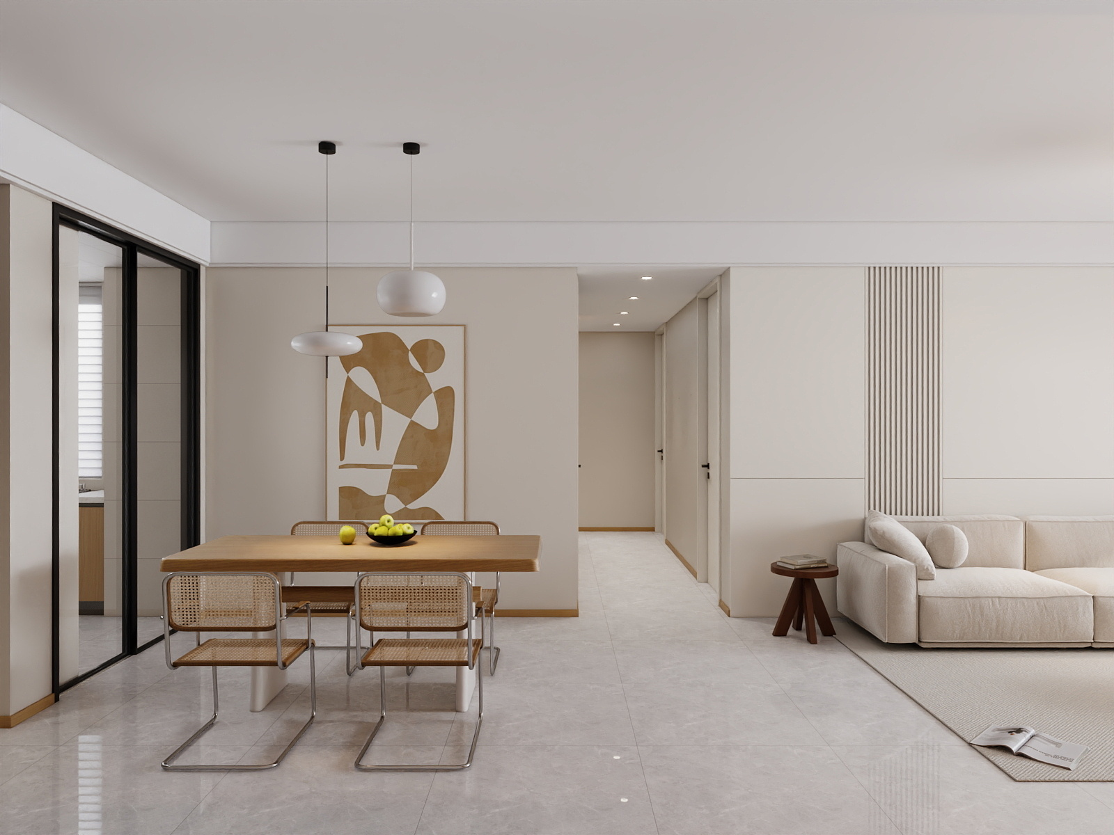 吴爽-123m²原木奶油装修效果图