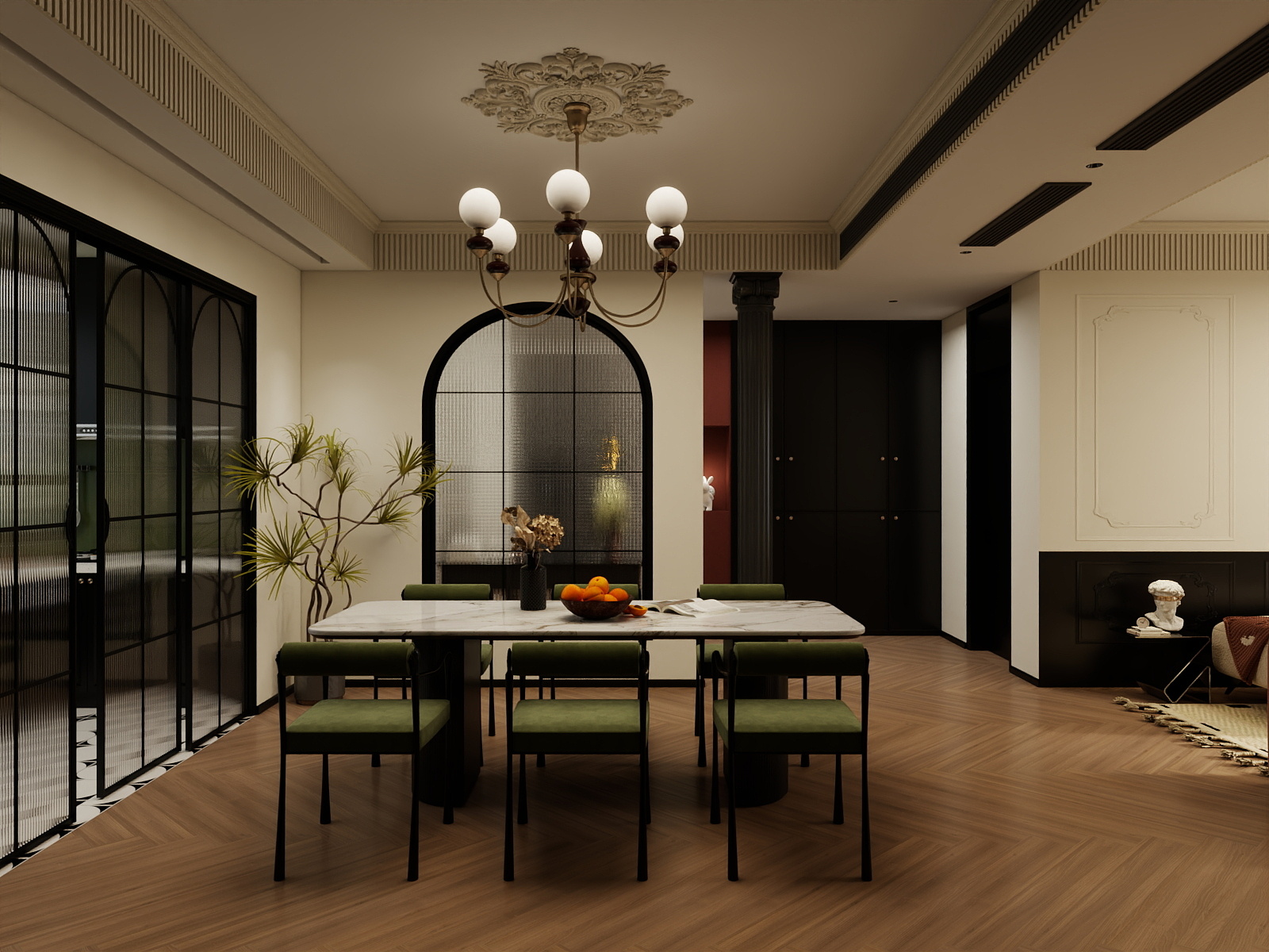 吴爽-200m²复古风格设计装修效果图