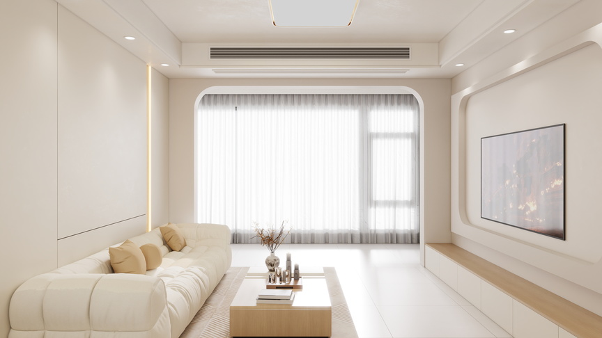 壹诺设计工作室-118㎡2室-奶油风装修效果图