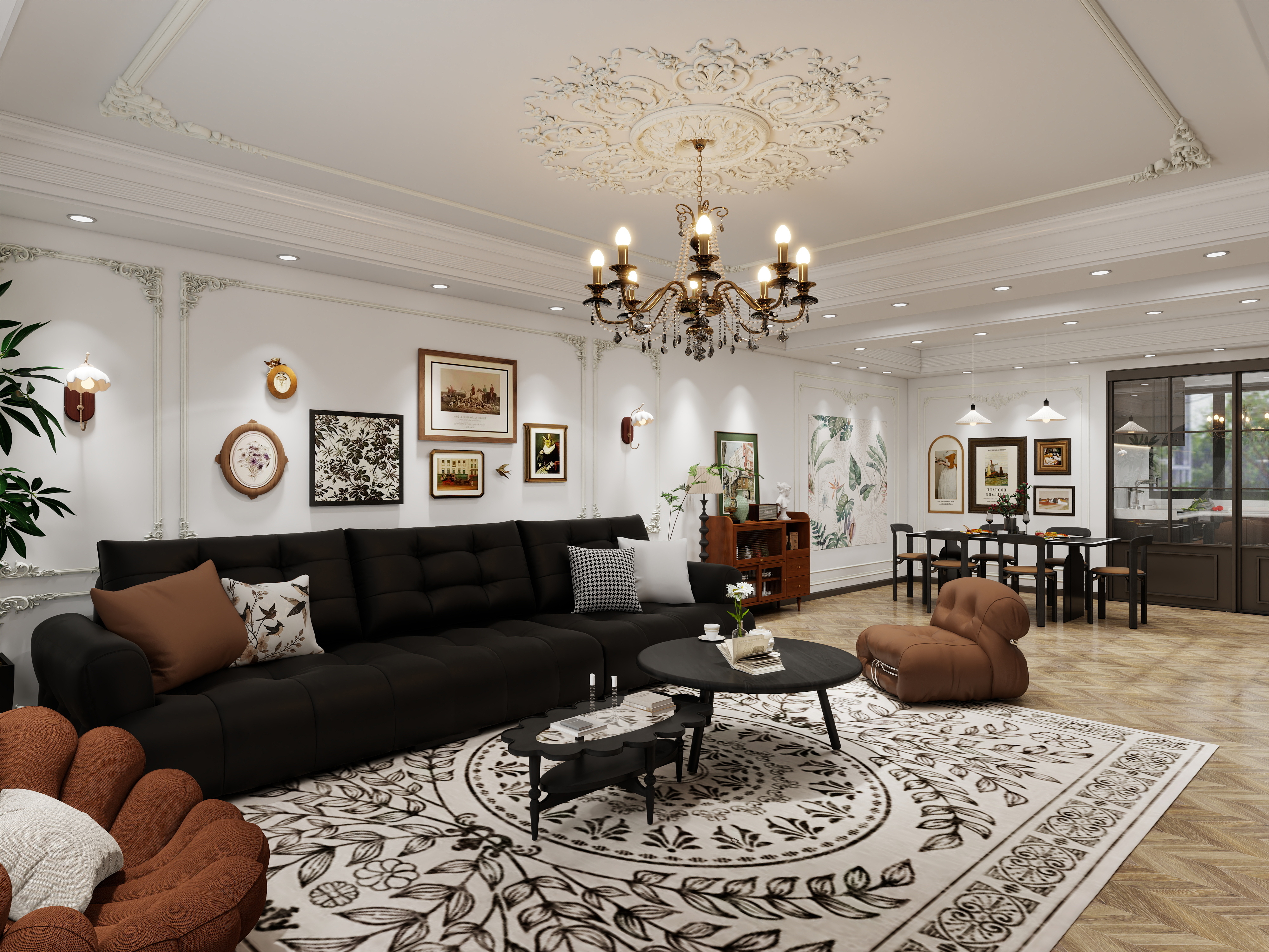 雯源-法式客餐厅装修效果图