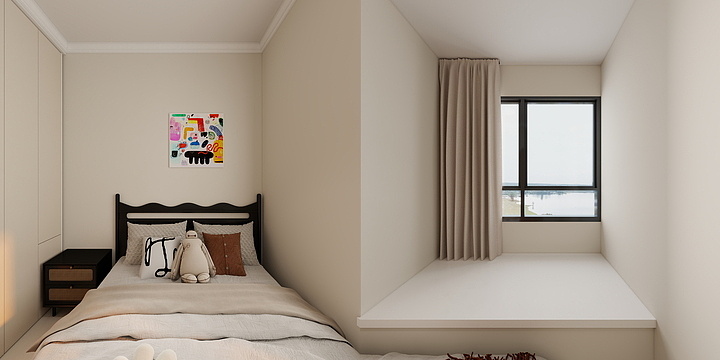 小可XK-学府华庭86平复古奶油风-装修设计方案