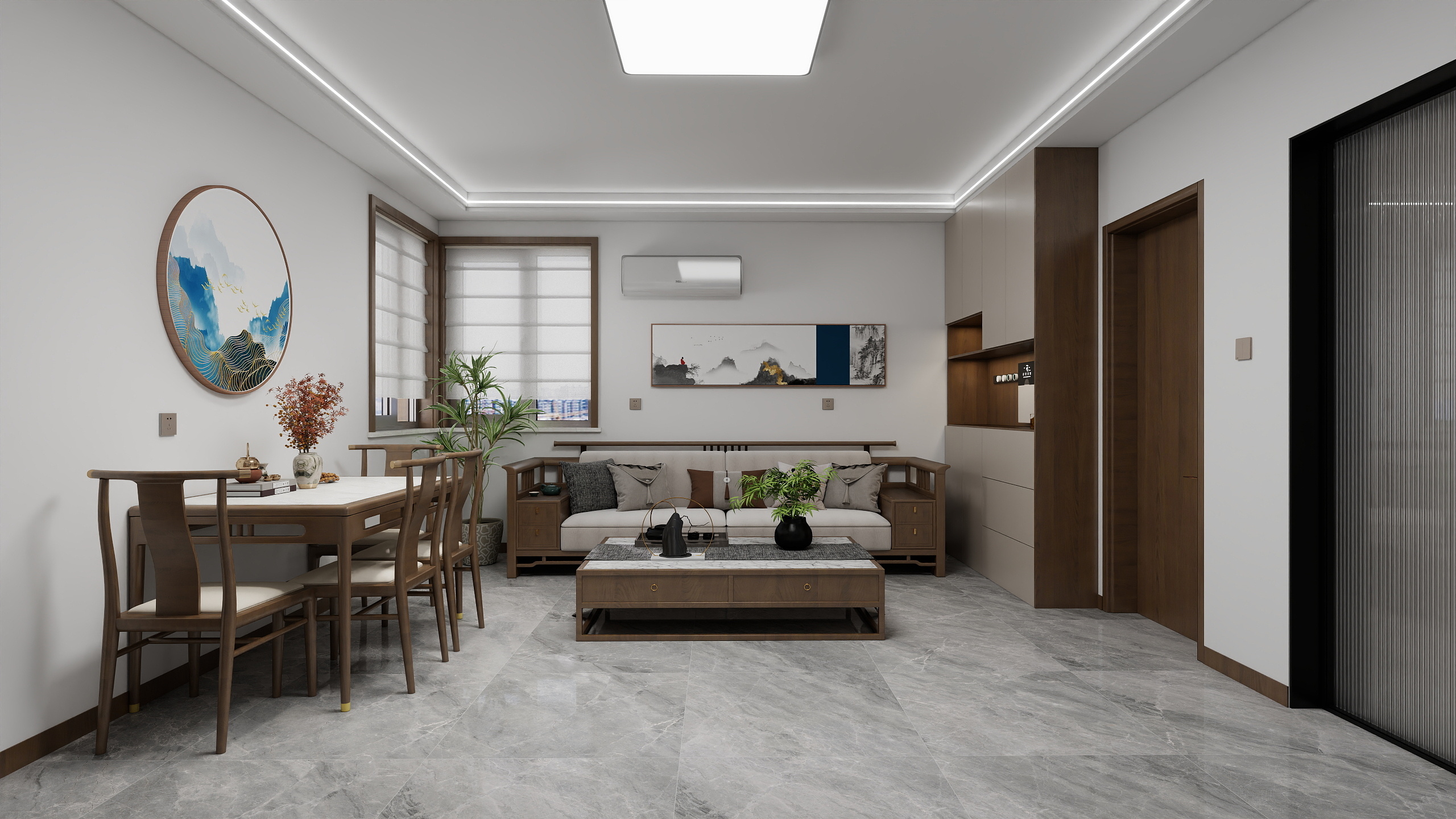 全案设计许明-富源里新中式+现代简约混搭方案装修效果图