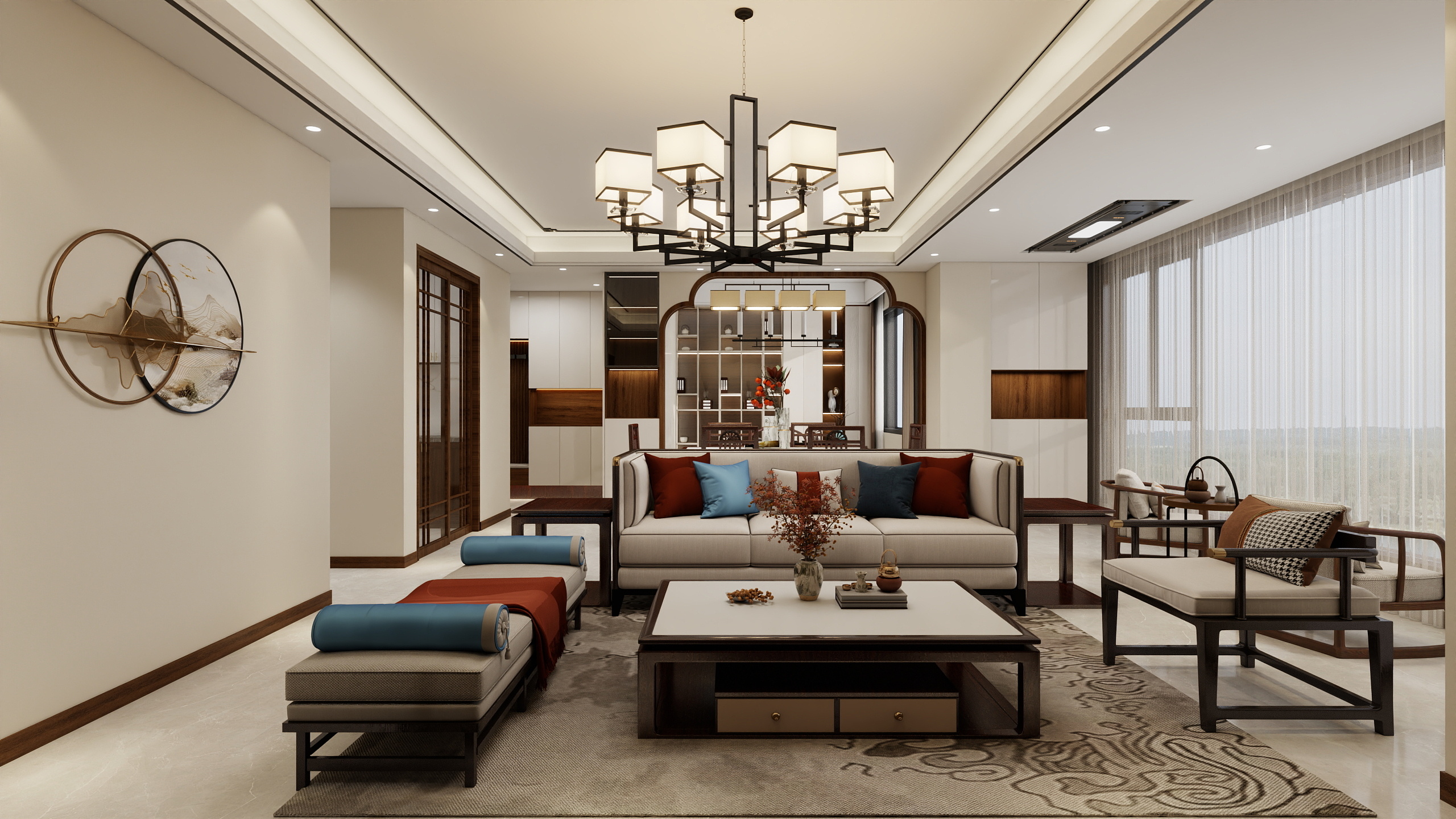 李青越-115方中式三居室装修效果图