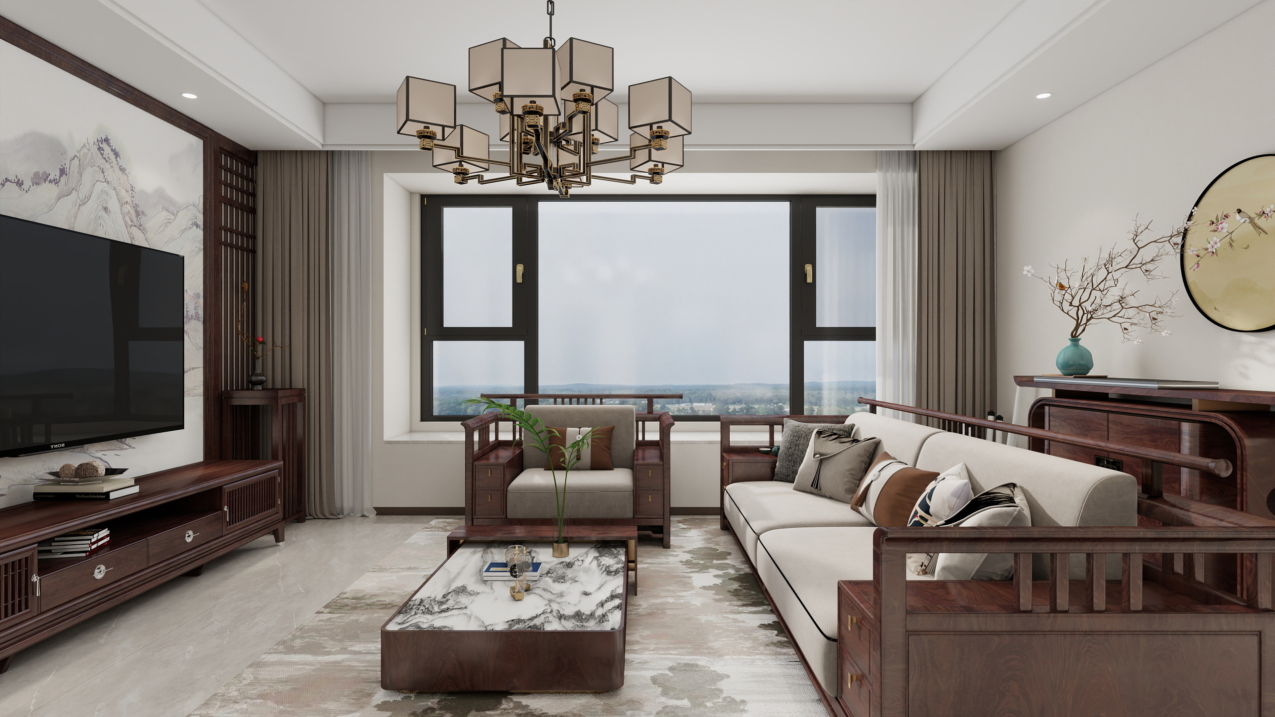 李青越-109方现代四居室样板间装修效果图