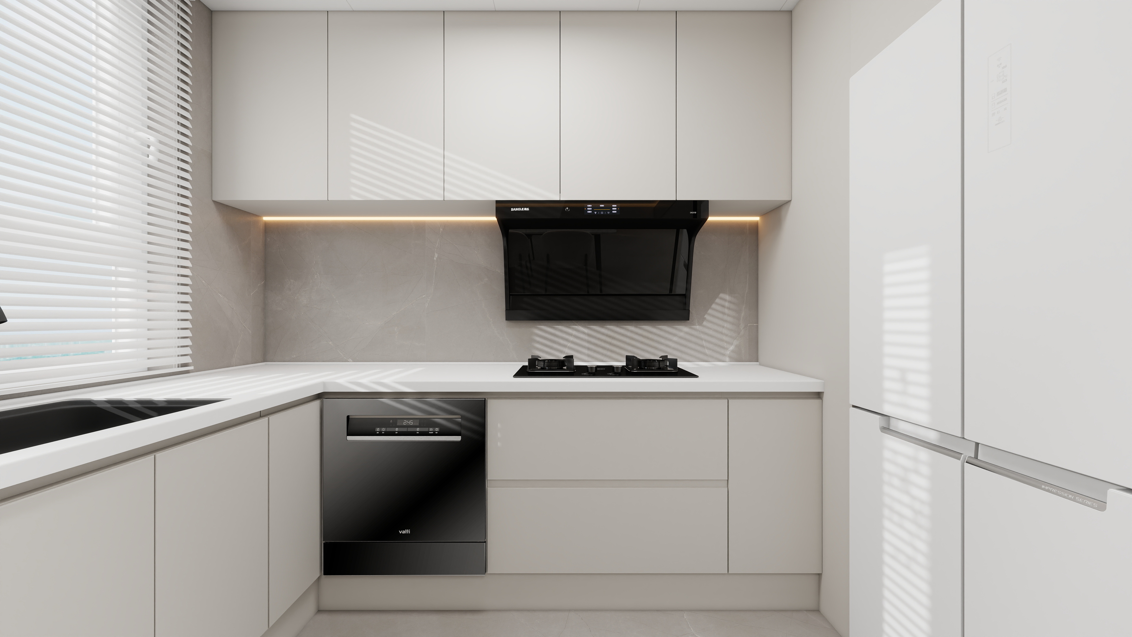 设计师丨胡月平-奶油105㎡3室装修效果图