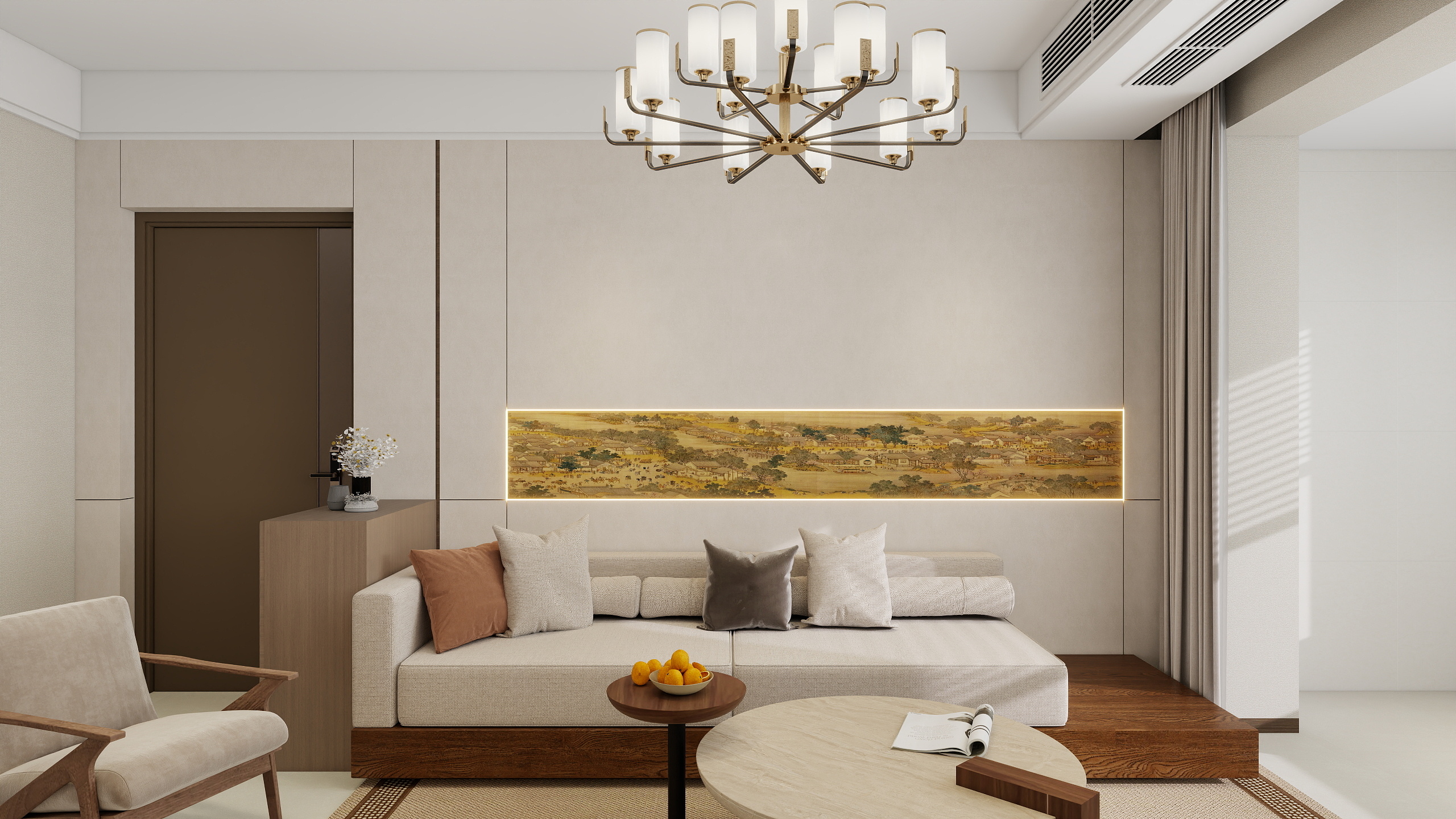 李青越-70平方新中式风格两室装修效果图