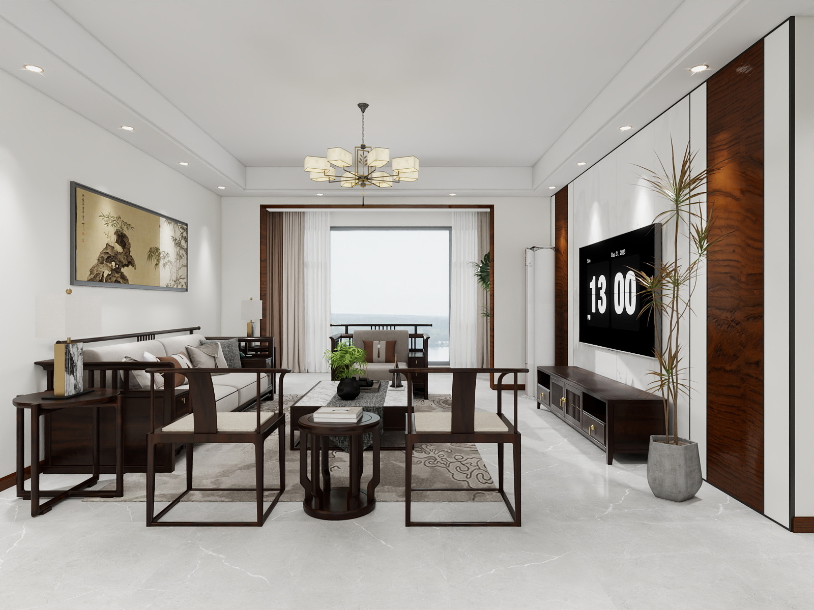 湛智华-新中式161平4房 碧园紫荆城装修效果图