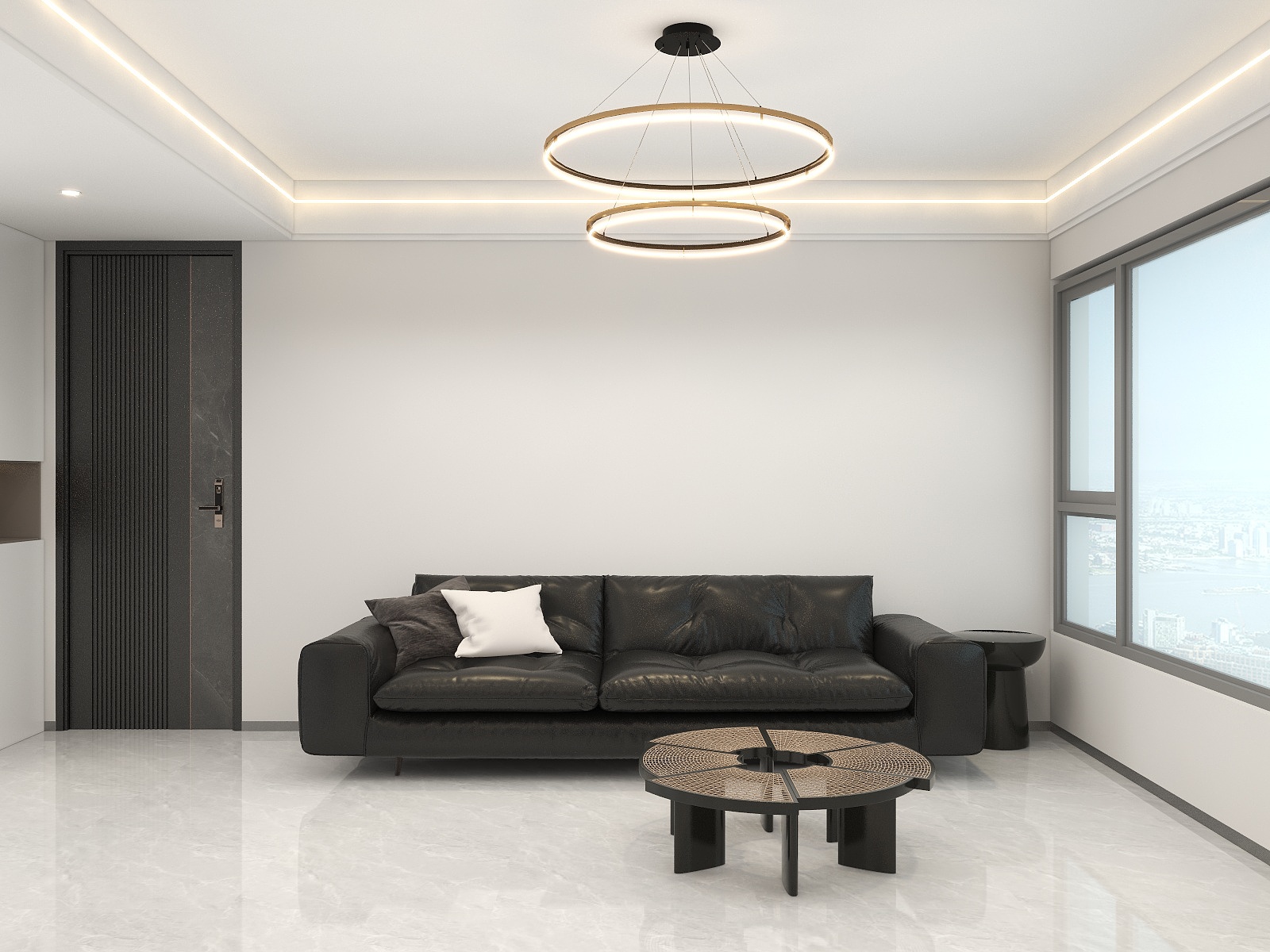 李青越-61方现代风格一居室装修效果图