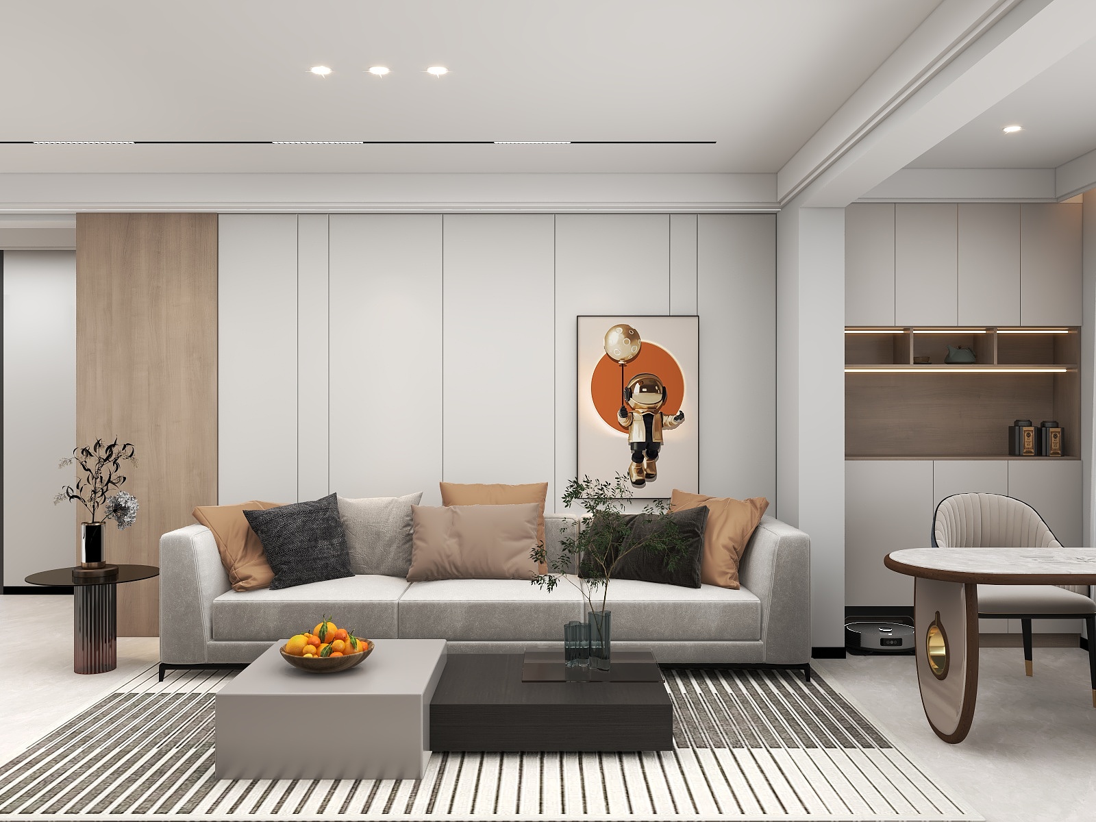 李青越-64方现代风格一居室装修效果图