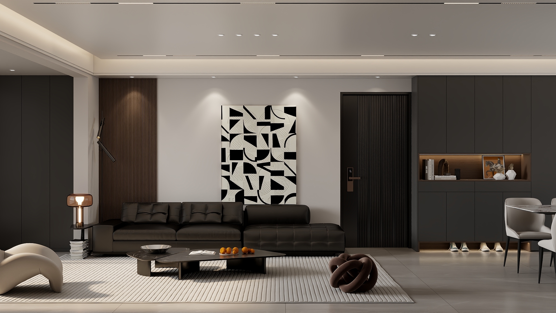 吴爽-【社区】— 128m²黑白灰风格-装修设计方案