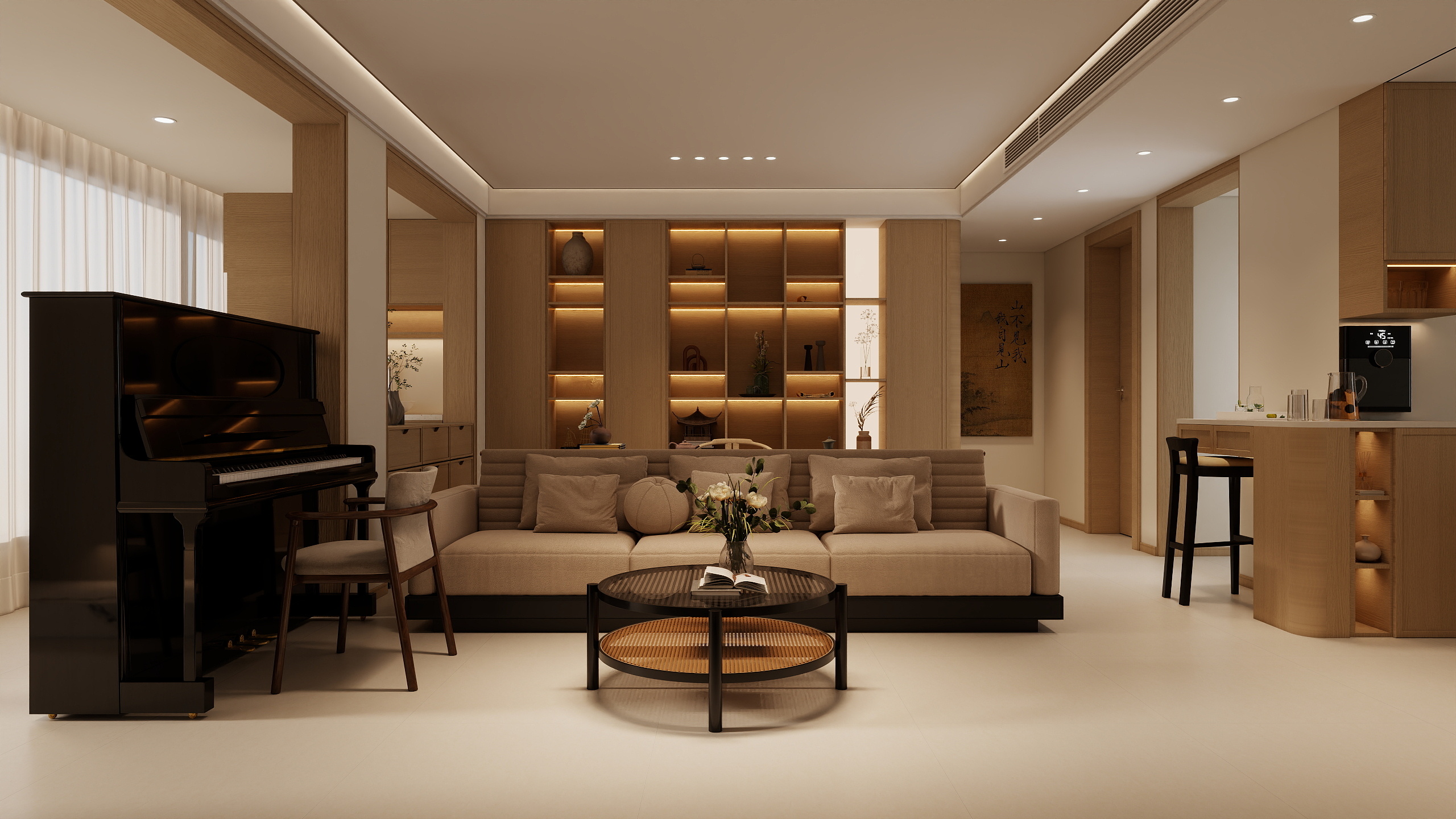 李青越-134方宋式美学风格三居室装修效果图