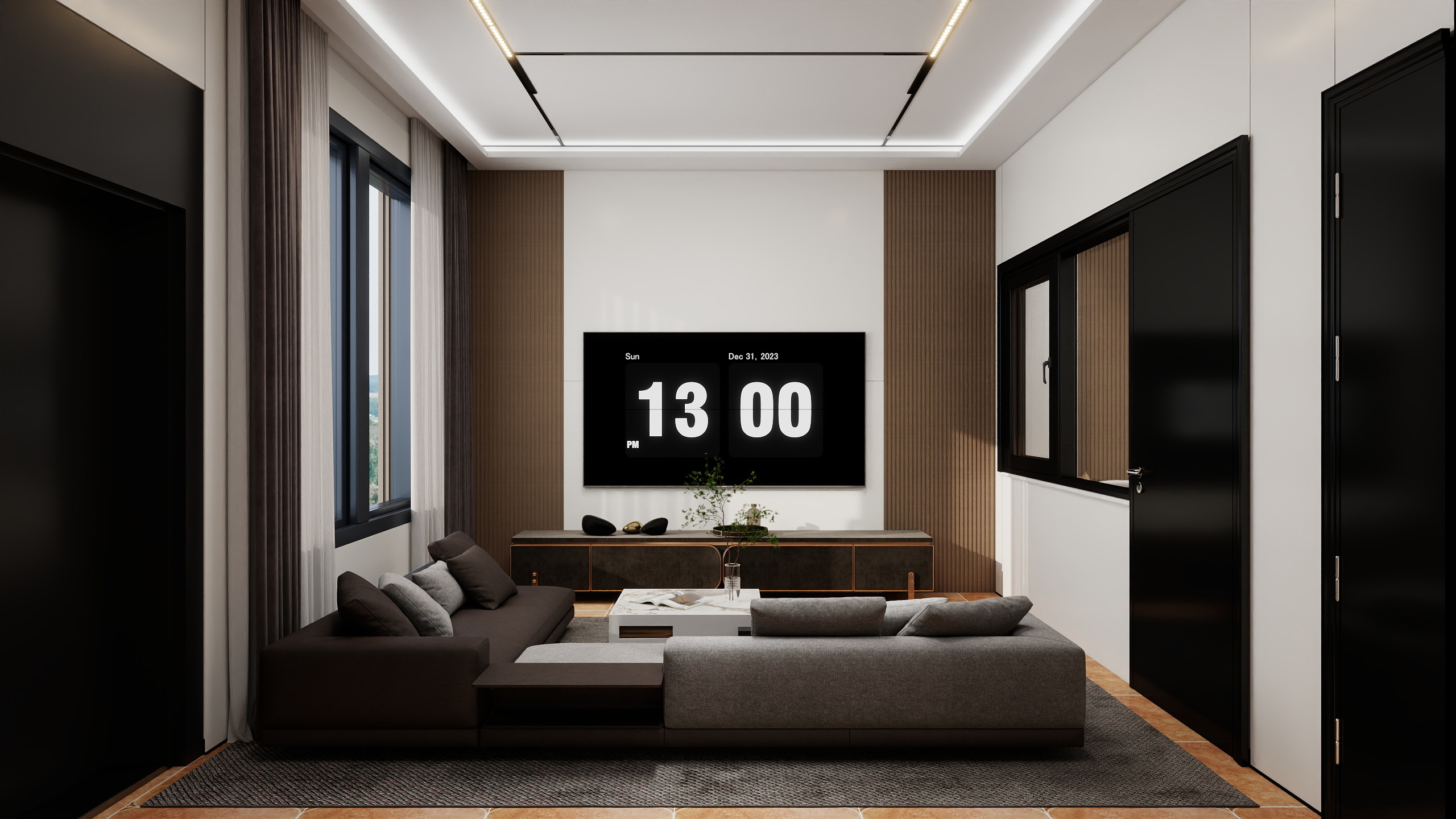 李青越-152方现代风格三居室装修效果图