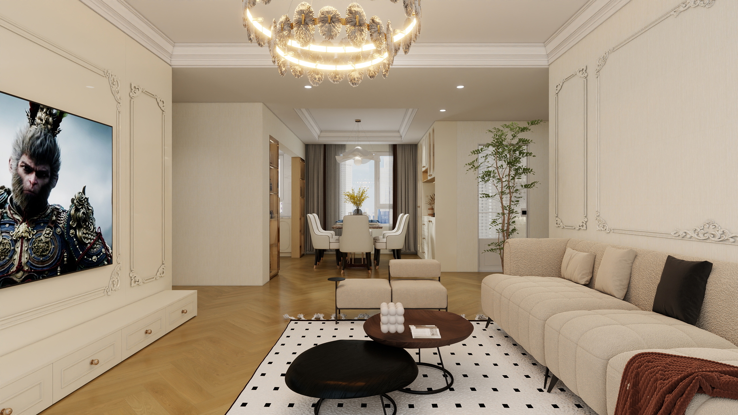 坷诺木业整木家居定制-本溪御山府（圆弧门板）装修效果图