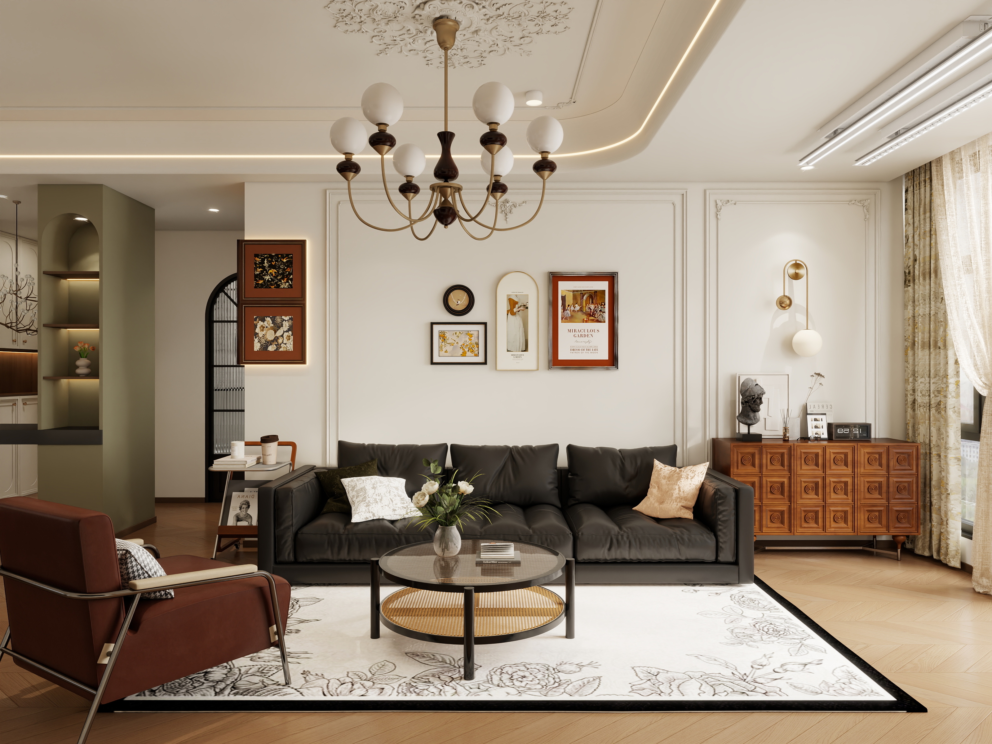 水色设计工作室-偏爱|134m²四室一厅法式中古风-装修设计方案