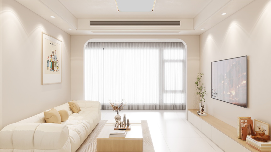 壹诺设计工作室-112㎡2室-奶油风装修效果图