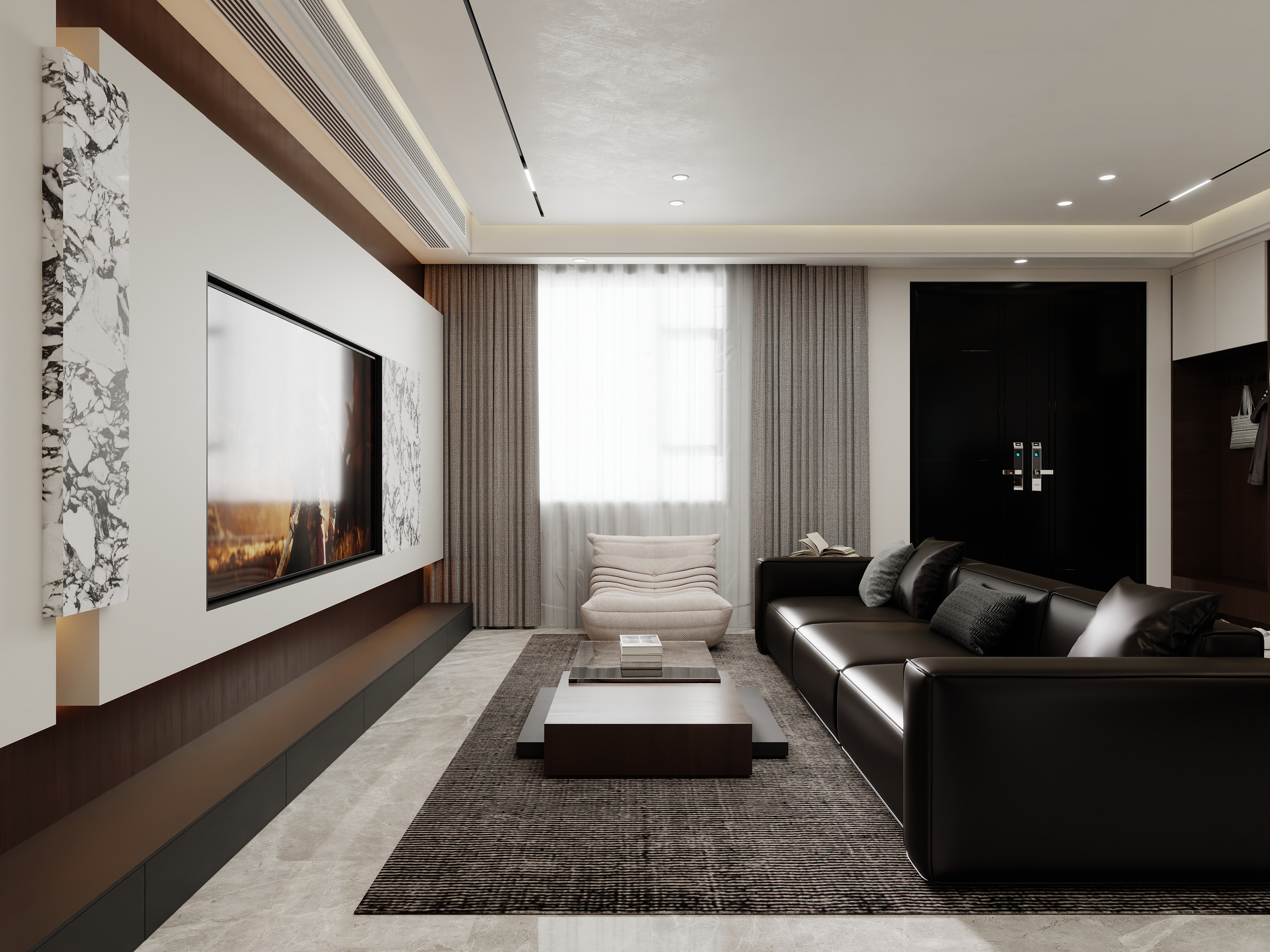 壹诺设计工作室-95㎡2室-现代简约 装修效果图