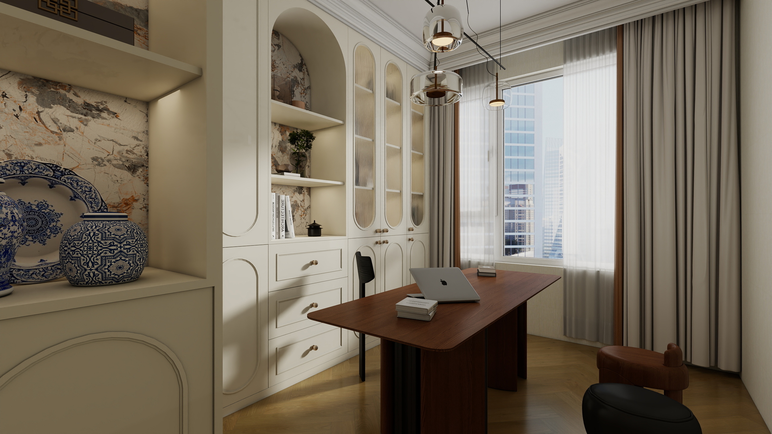 坷诺木业整木家居定制-本溪御山府（圆弧门板）装修效果图