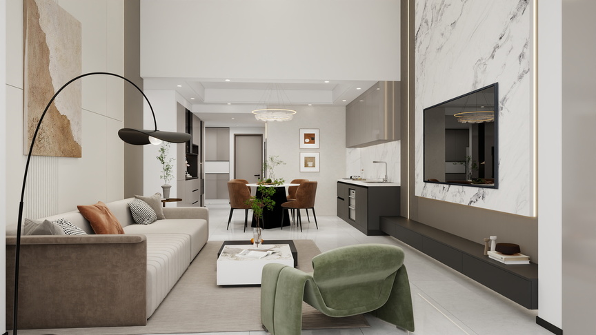 水色设计工作室-轨迹|261m²三室一厅复式现代简约装修效果图