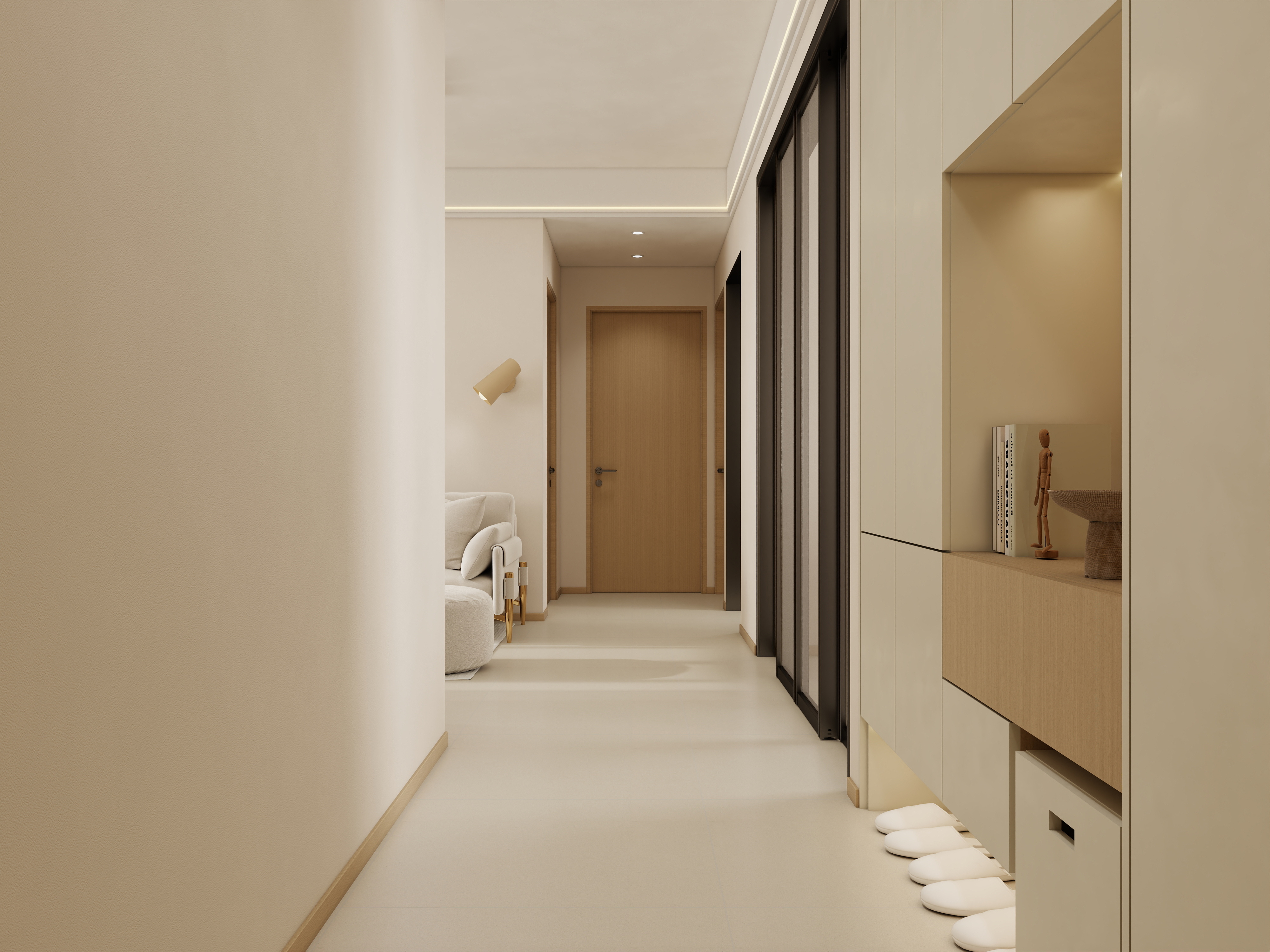 庄育霖-奶油原木风三室装修效果图