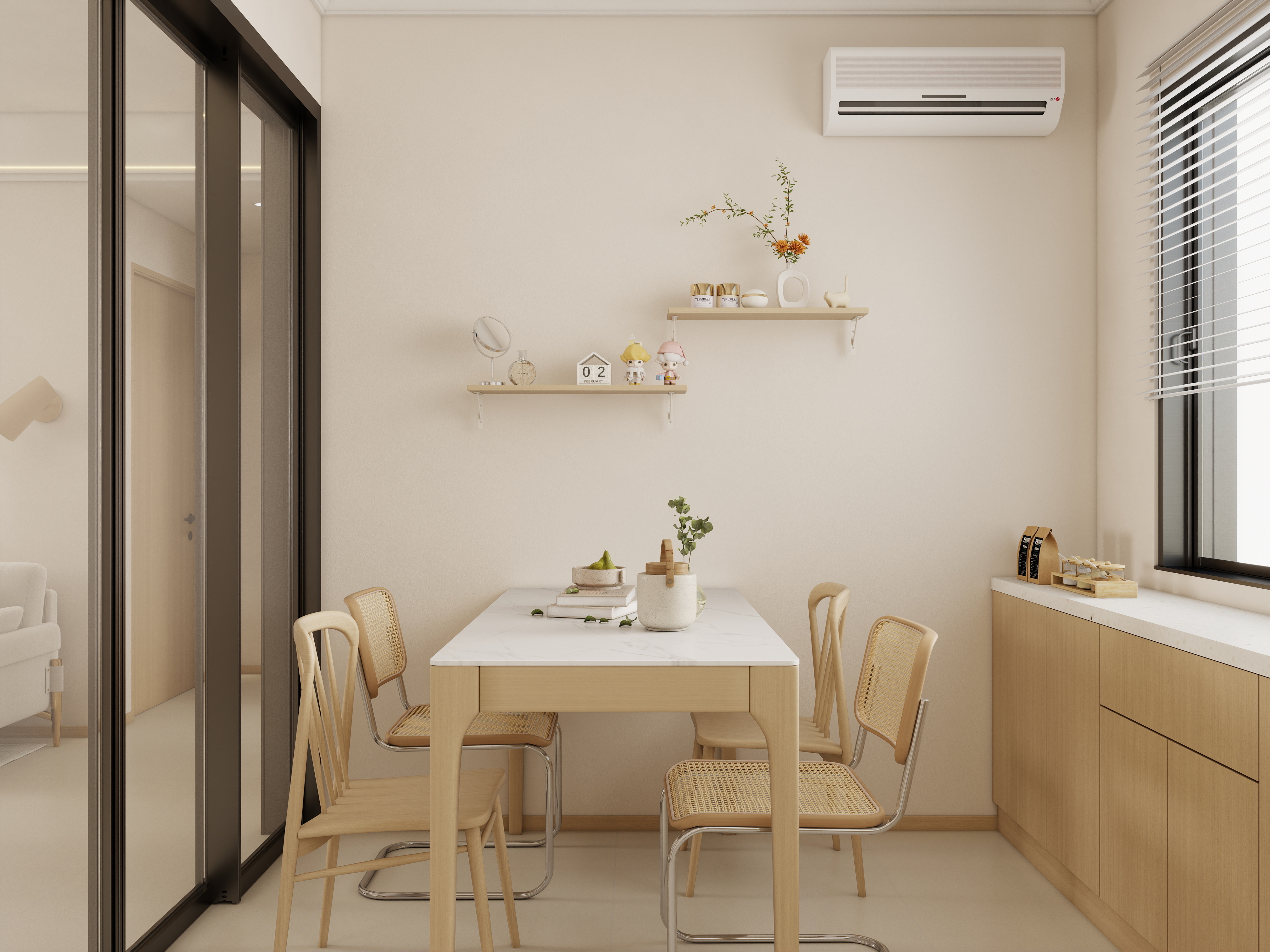 庄育霖-奶油原木风三室装修效果图