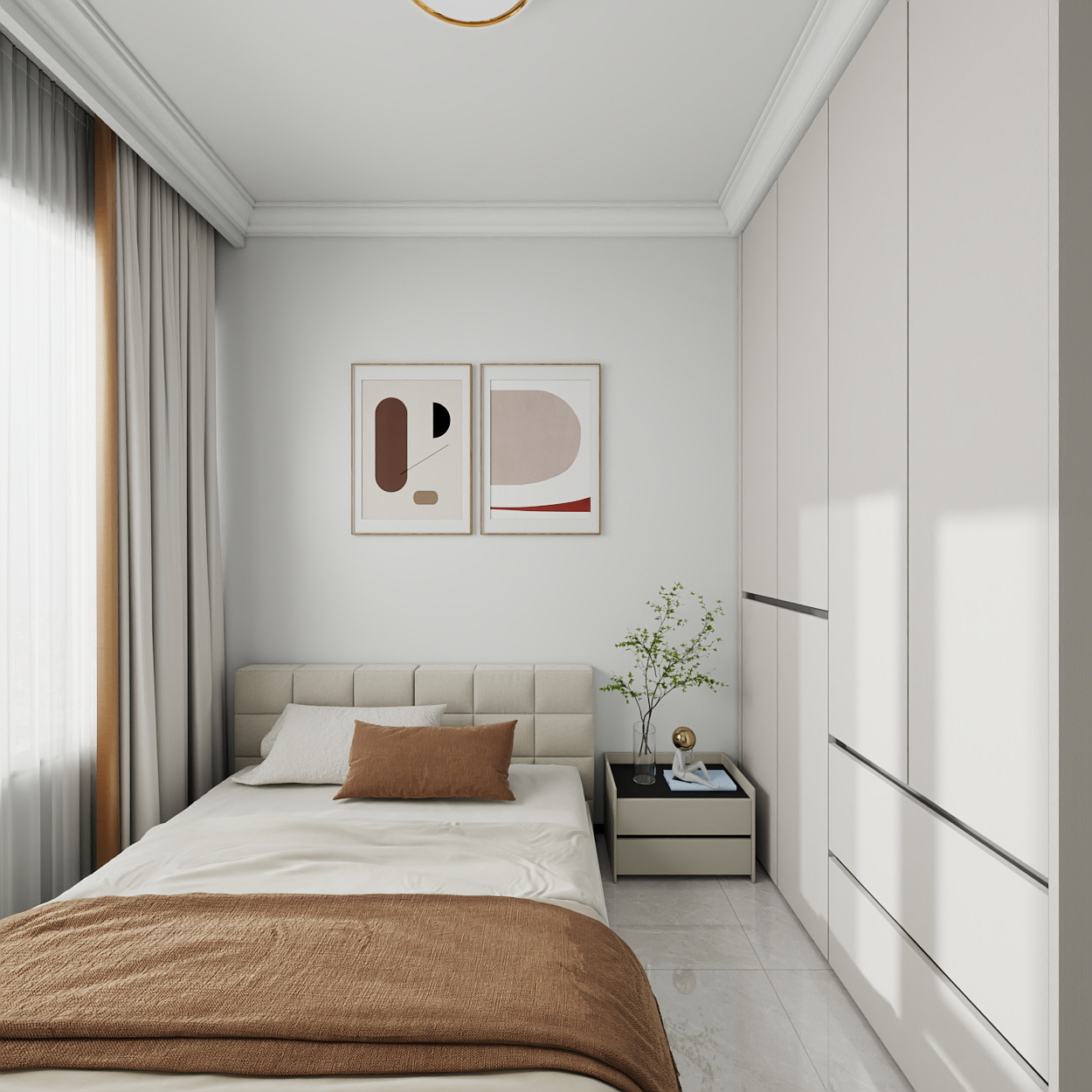 陈飞-108㎡三室两厅两卫效果展示一层长辈房装修效果图第3张