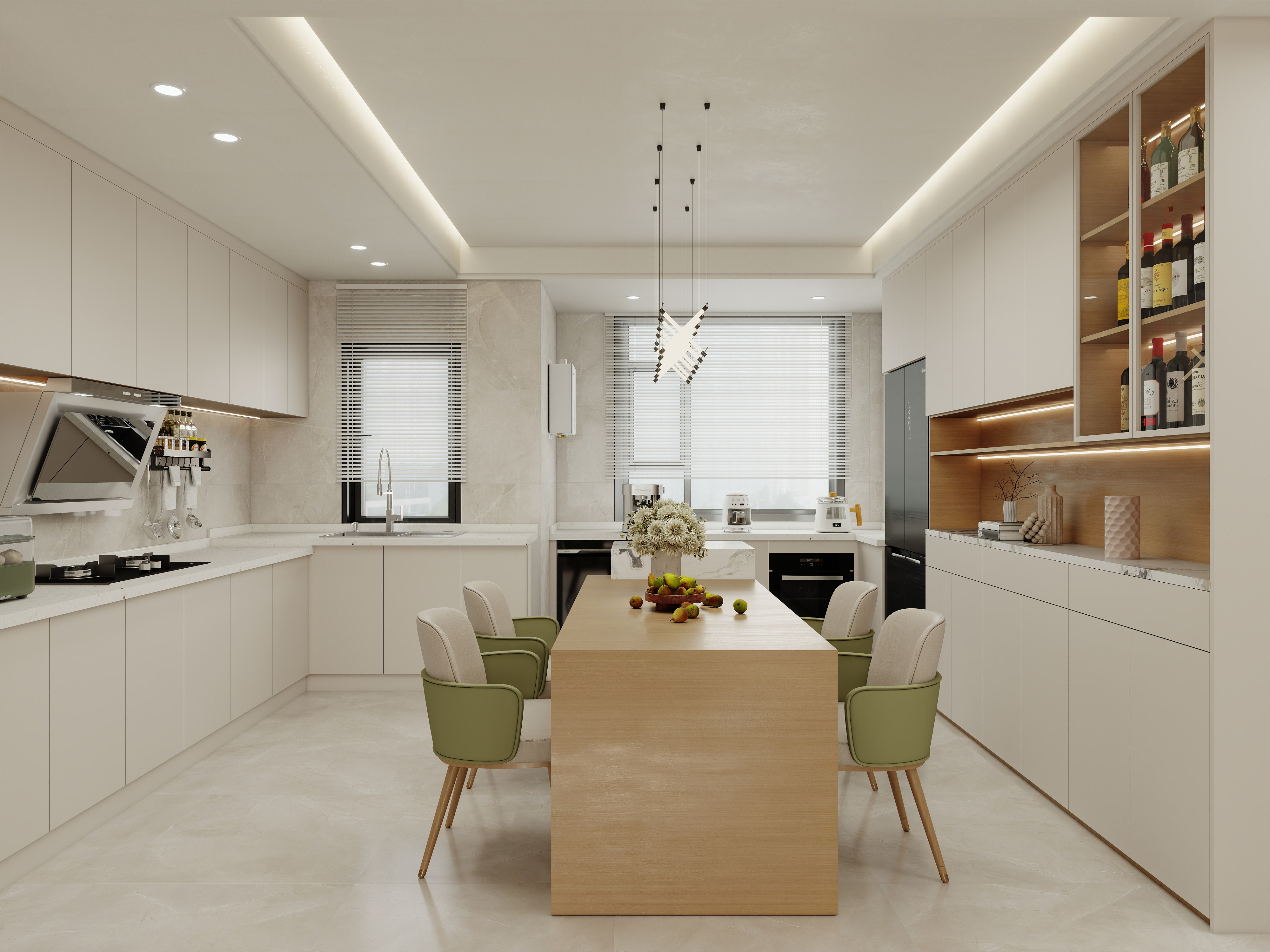 壹诺设计工作室-115㎡3室-现代奶油装修效果图