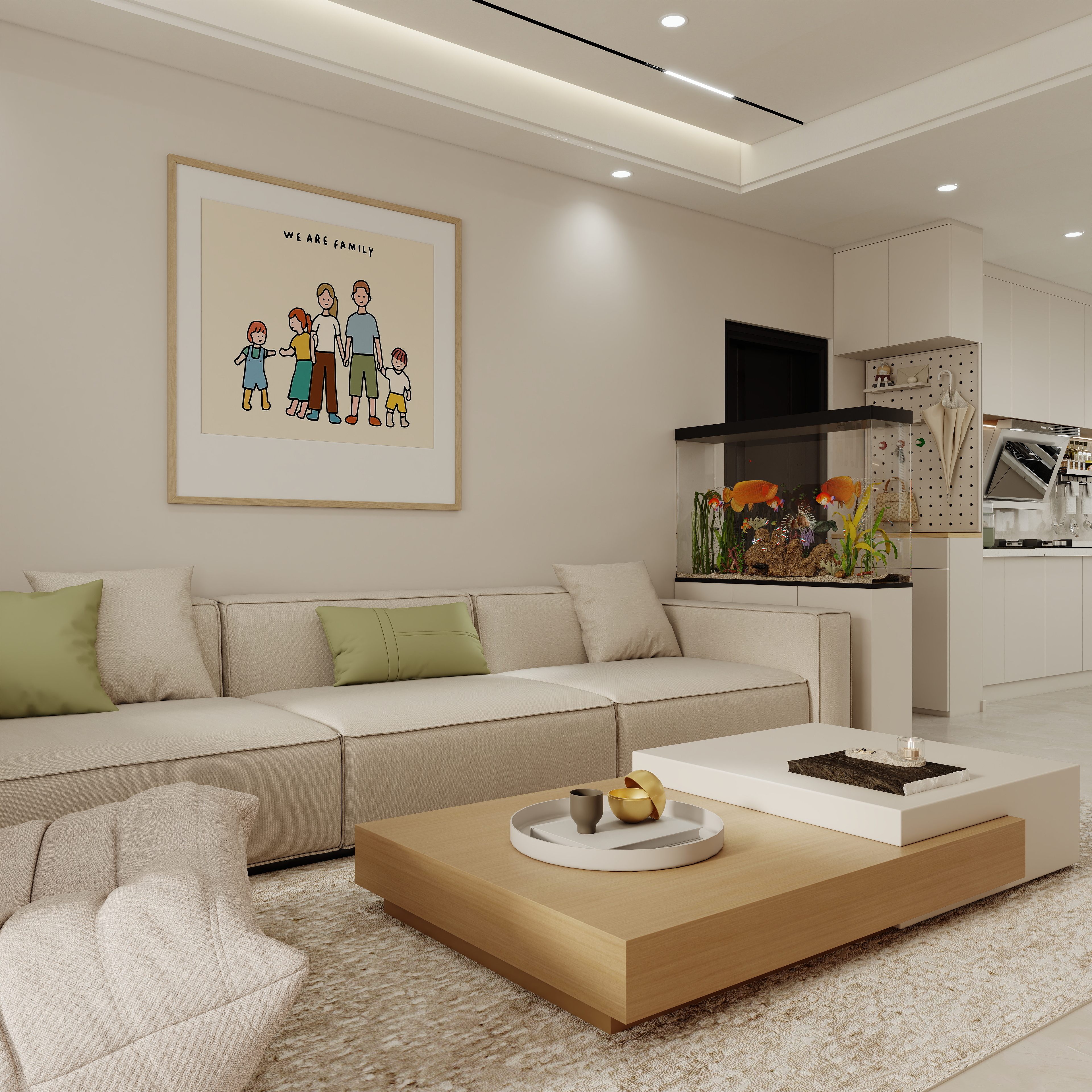 壹诺设计工作室-114㎡3室-奶油风 一层客餐厅装修效果图第4张