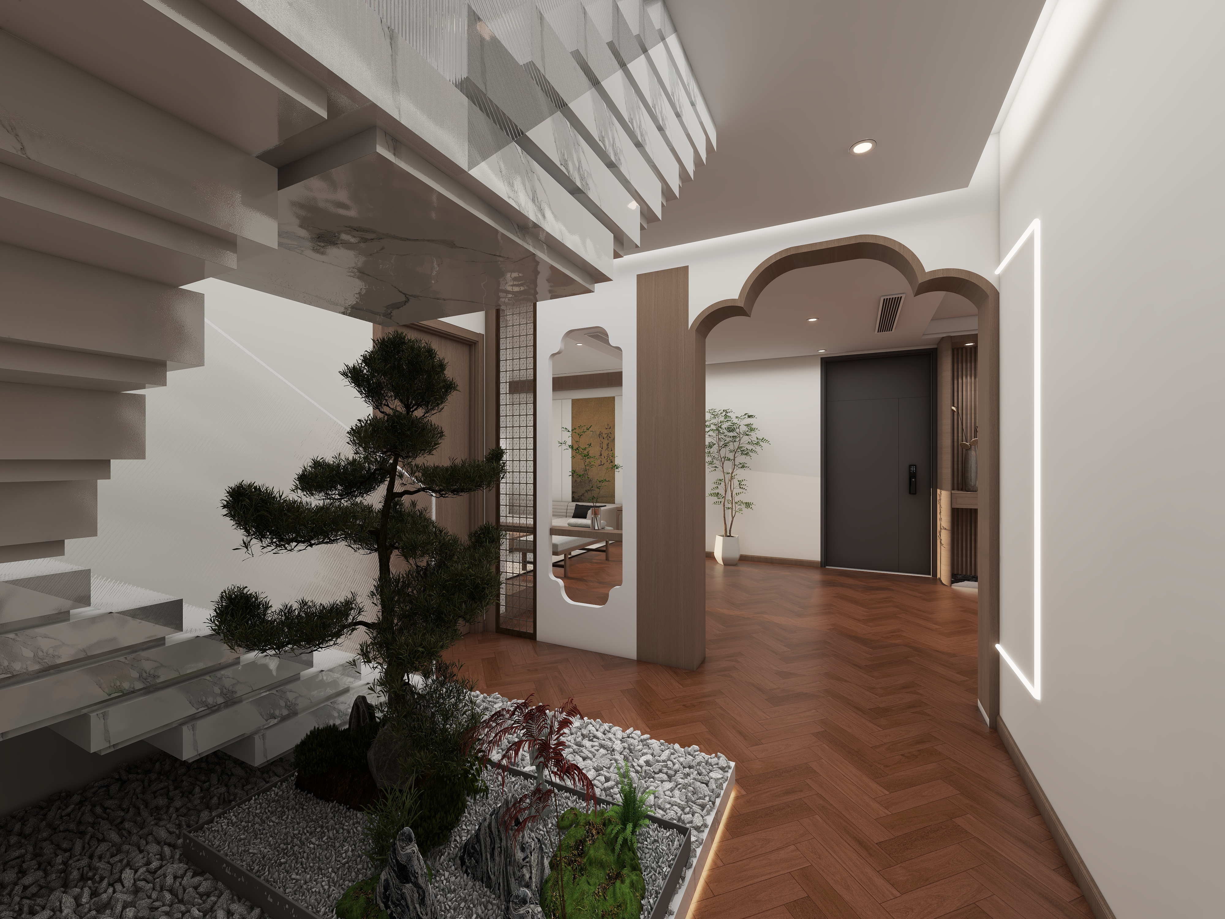 知了装饰1-153㎡4室装修效果图