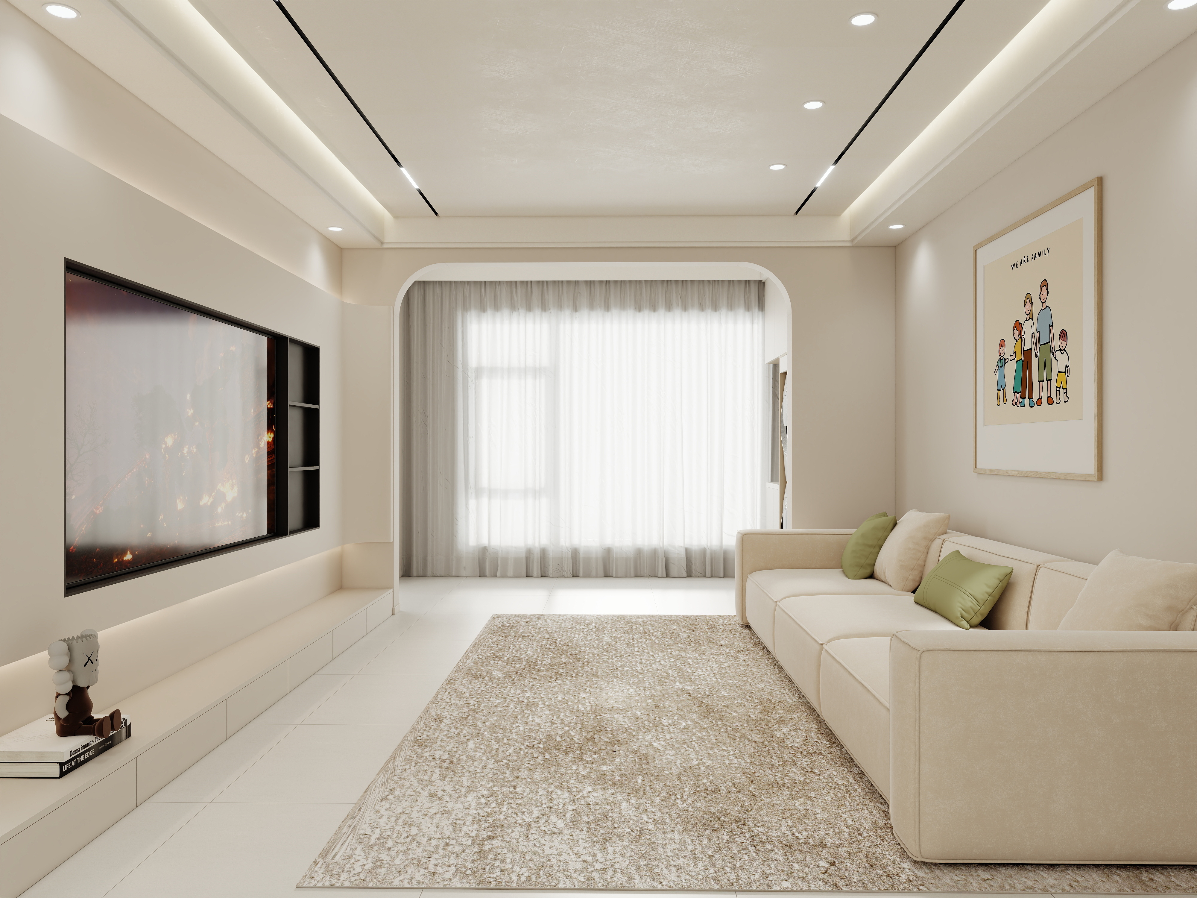 壹诺设计工作室-117㎡3室-现代奶油风 装修效果图