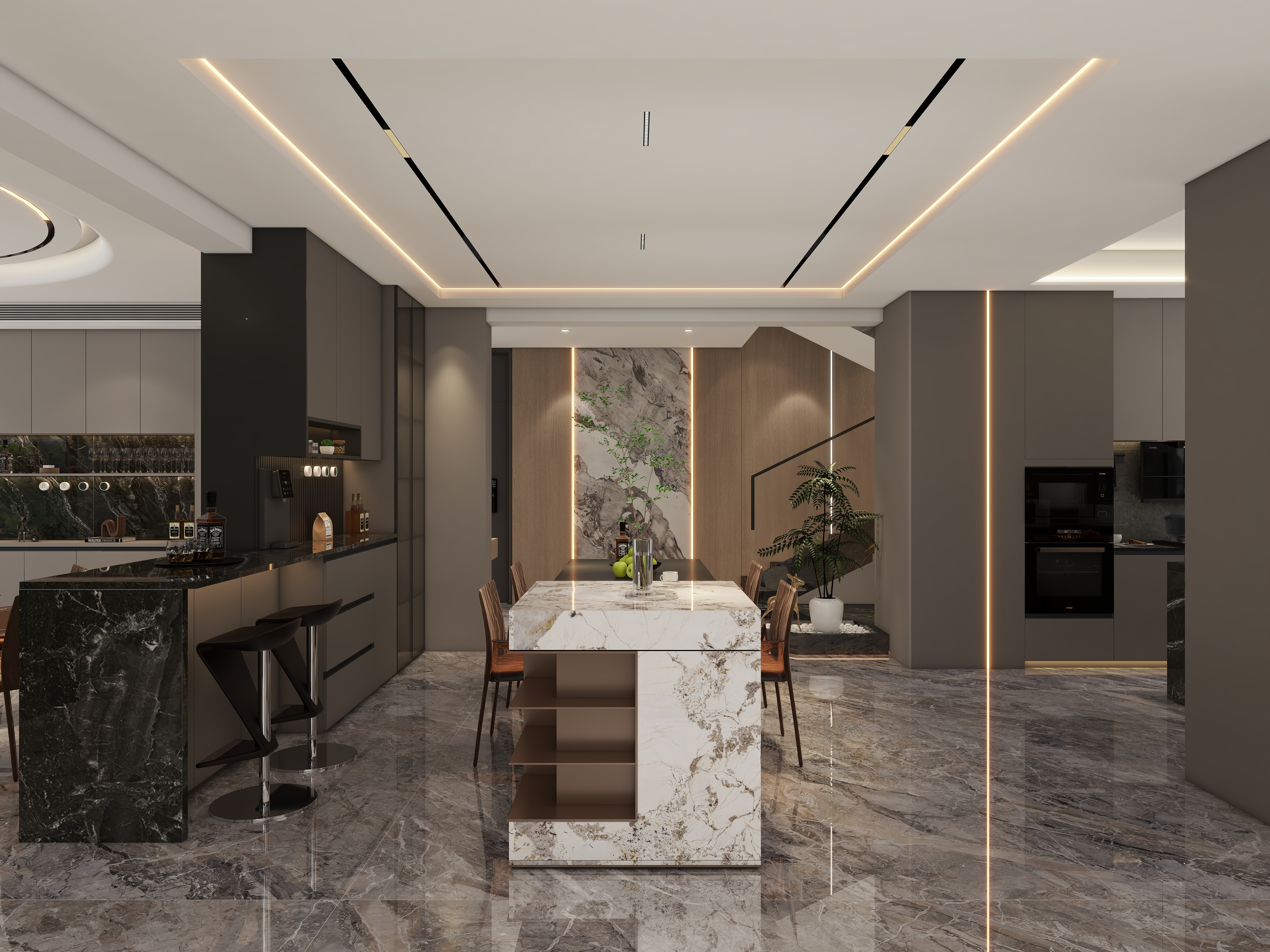 设计师同乐-340㎡三层别墅意式轻奢风格-装修设计方案