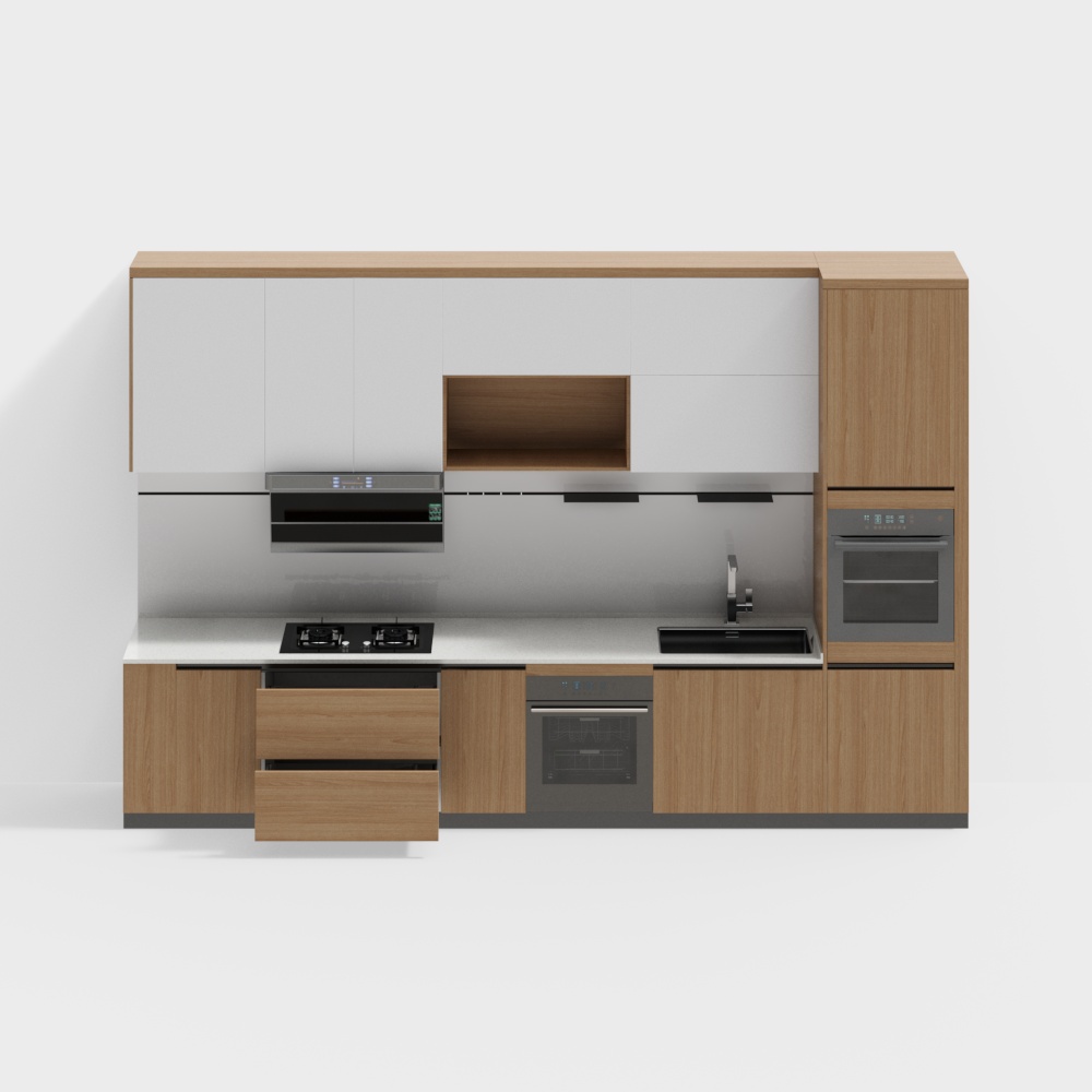 现代橱柜抽屉拉开3D模型