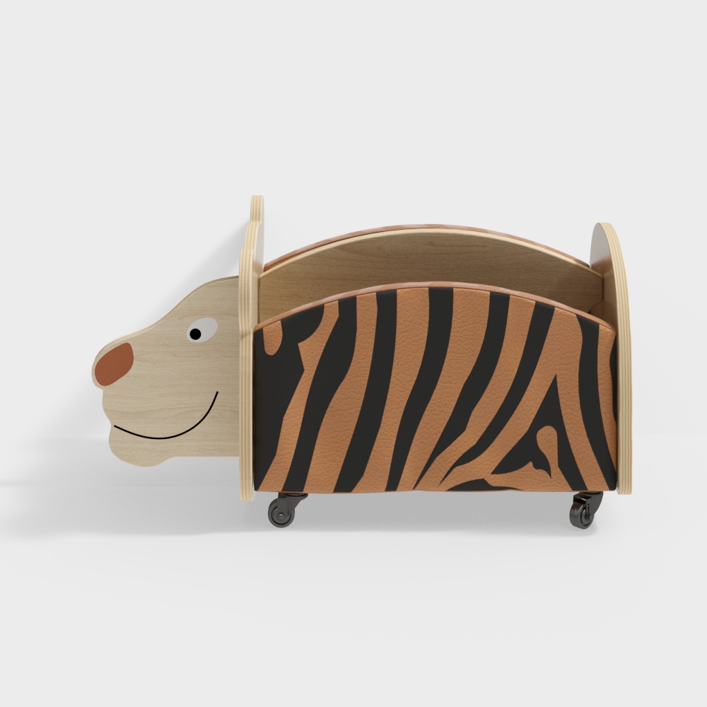 儿童卡通老虎移动书柜3D模型
