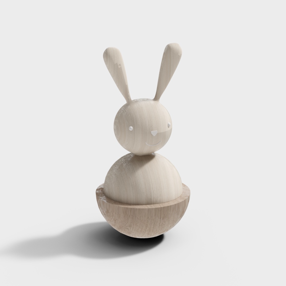 实木小兔子摆件3D模型