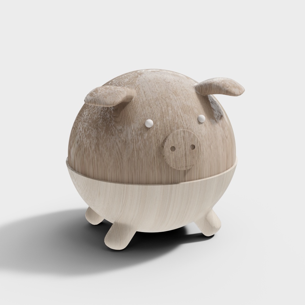 实木小猪摆件3D模型