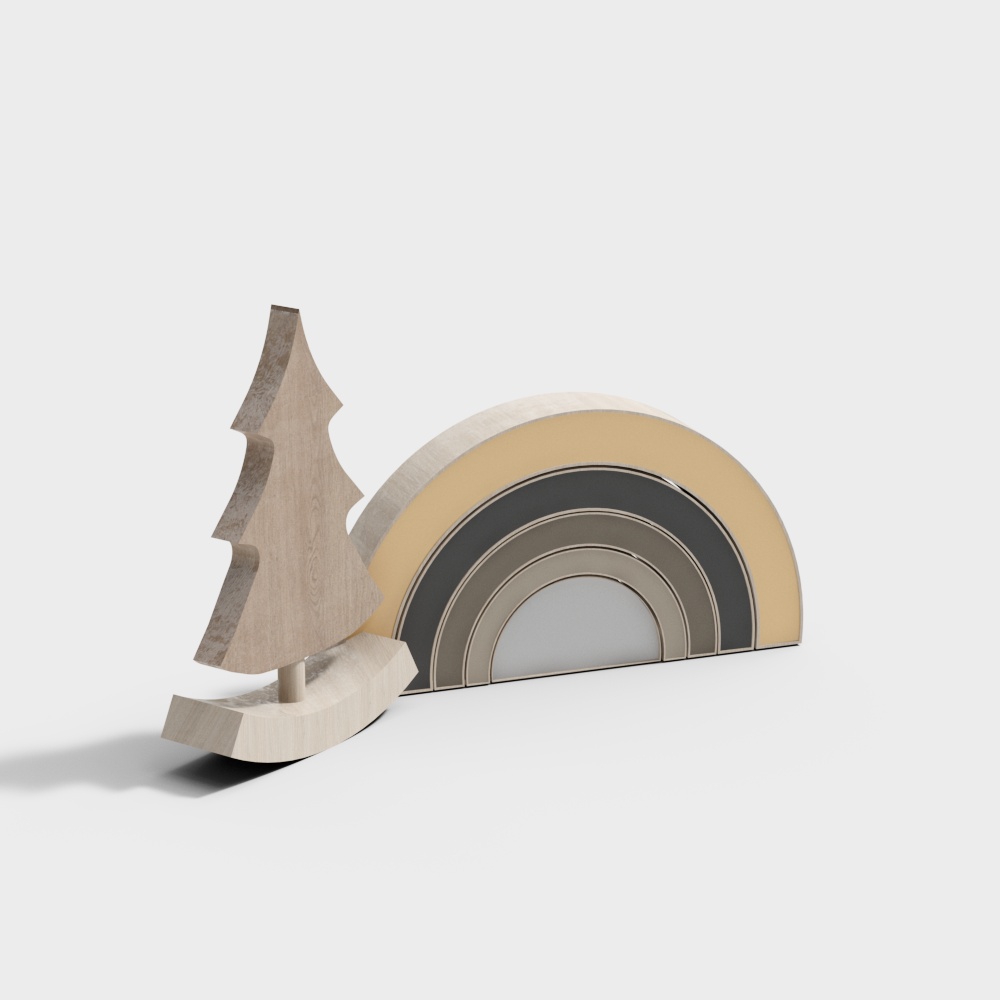 彩虹树木摆件3D模型