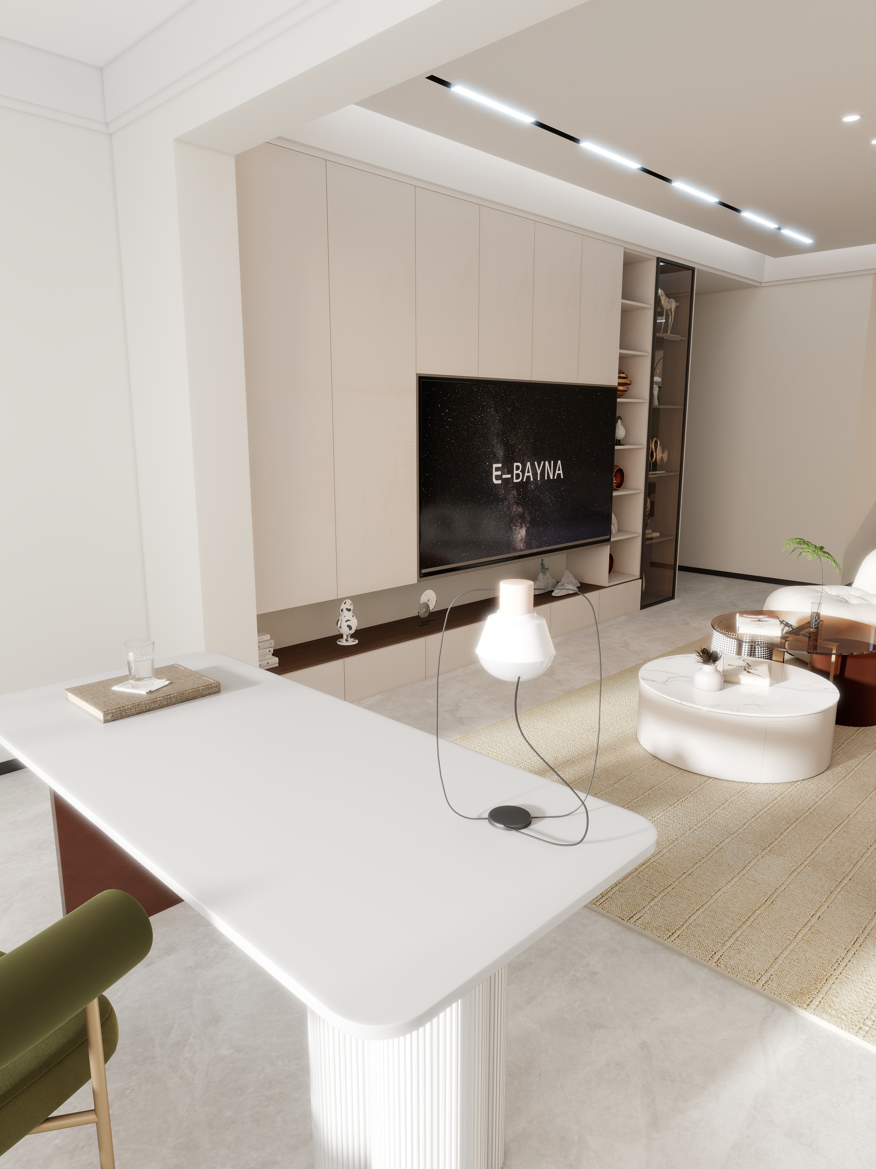 设计39-小区房现代简约118㎡1室装修效果图