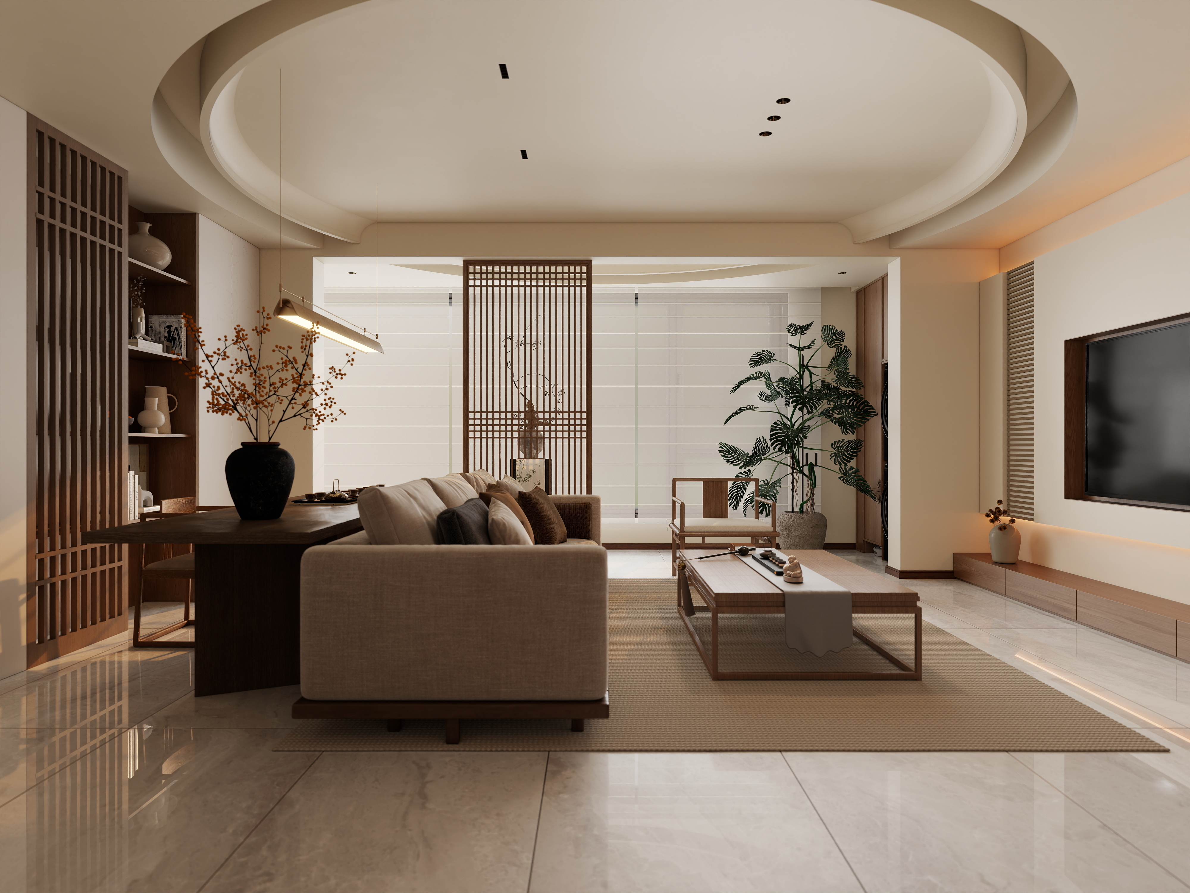 觅境设计工作室-天河之水140㎡  国风雅致-装修设计方案