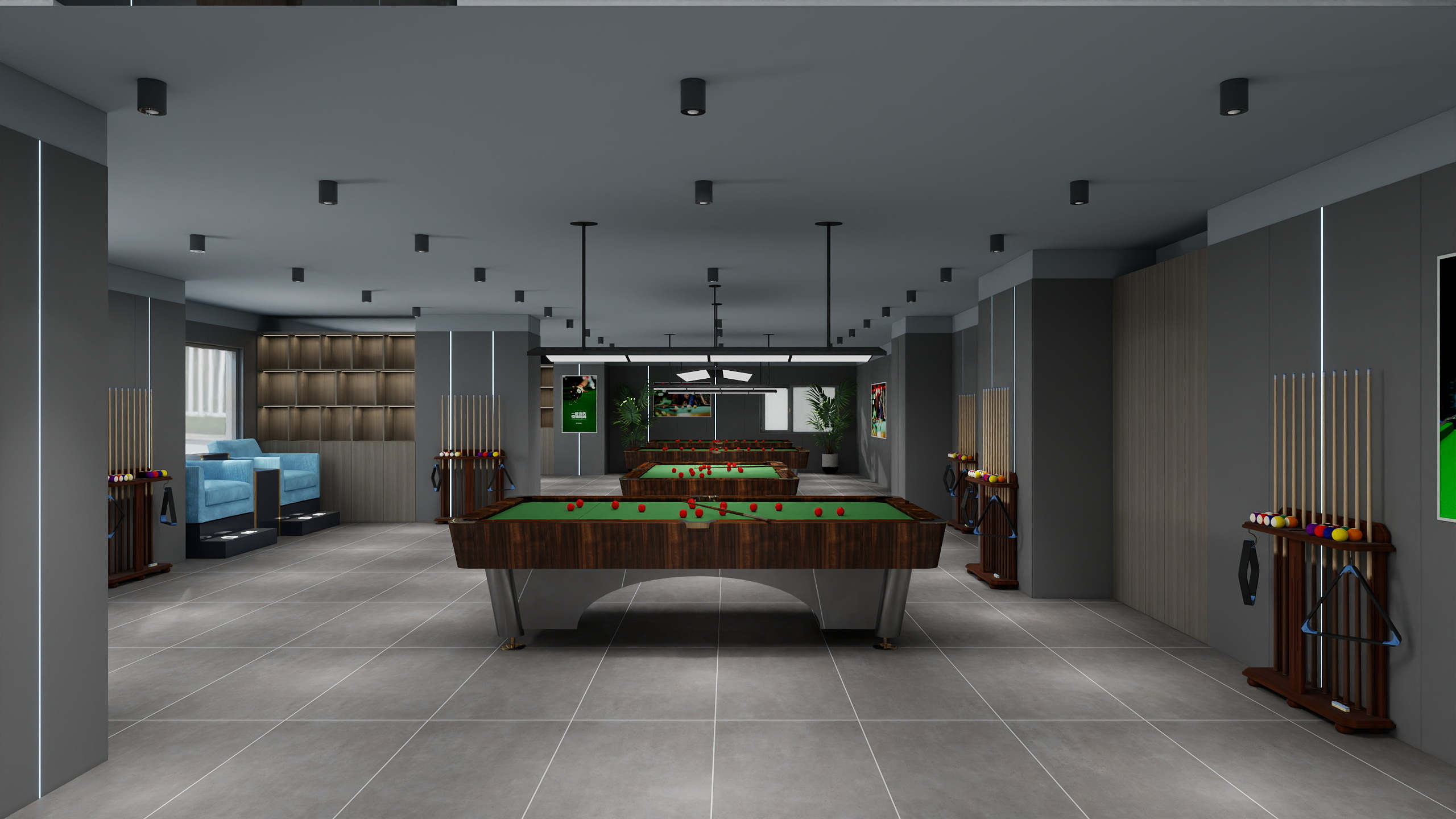 设计师玉京子-台球棋牌一层大厅装修效果图第3张