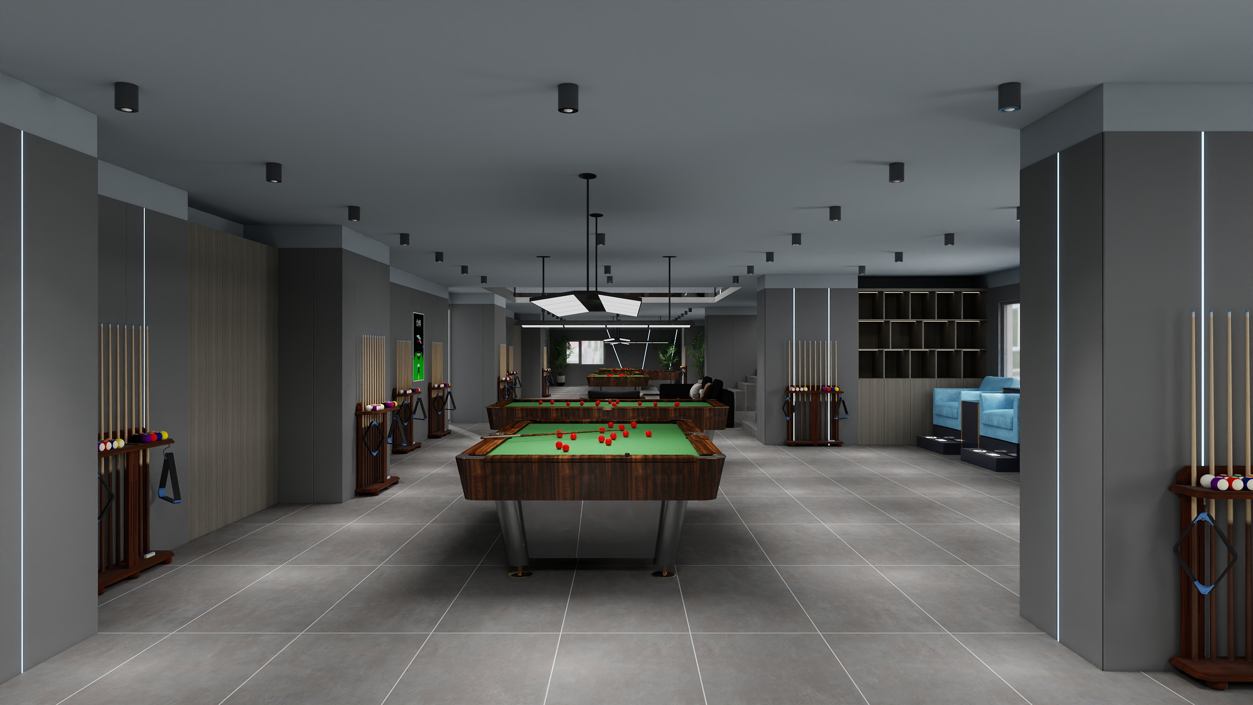 设计师玉京子-台球棋牌一层大厅装修效果图第2张