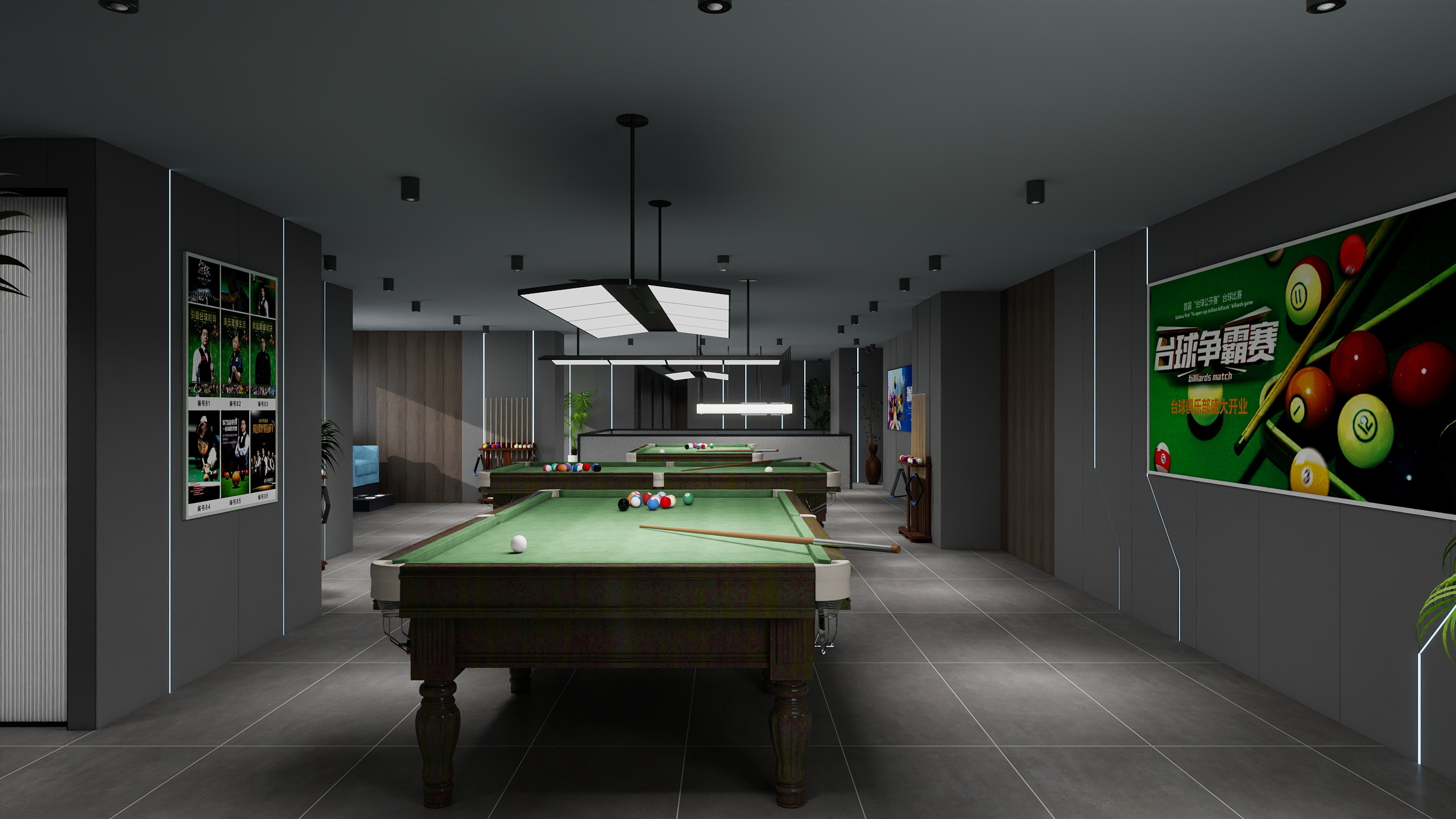 设计师玉京子-台球棋牌二层大厅装修效果图第1张