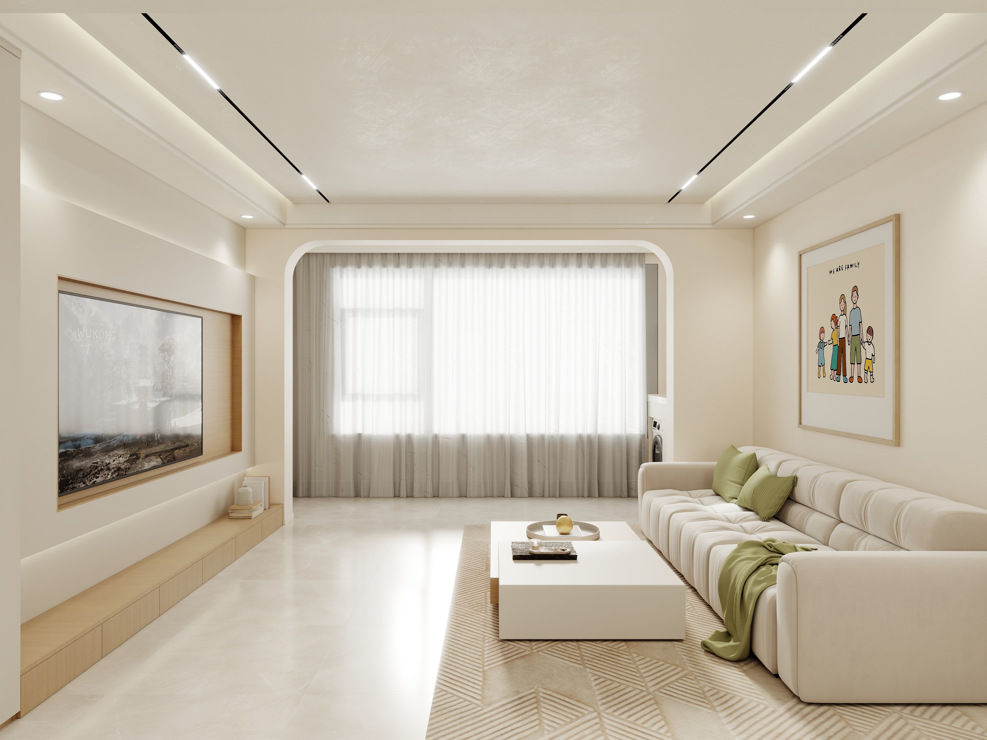 壹诺设计工作室-95㎡2室-奶油风装修效果图