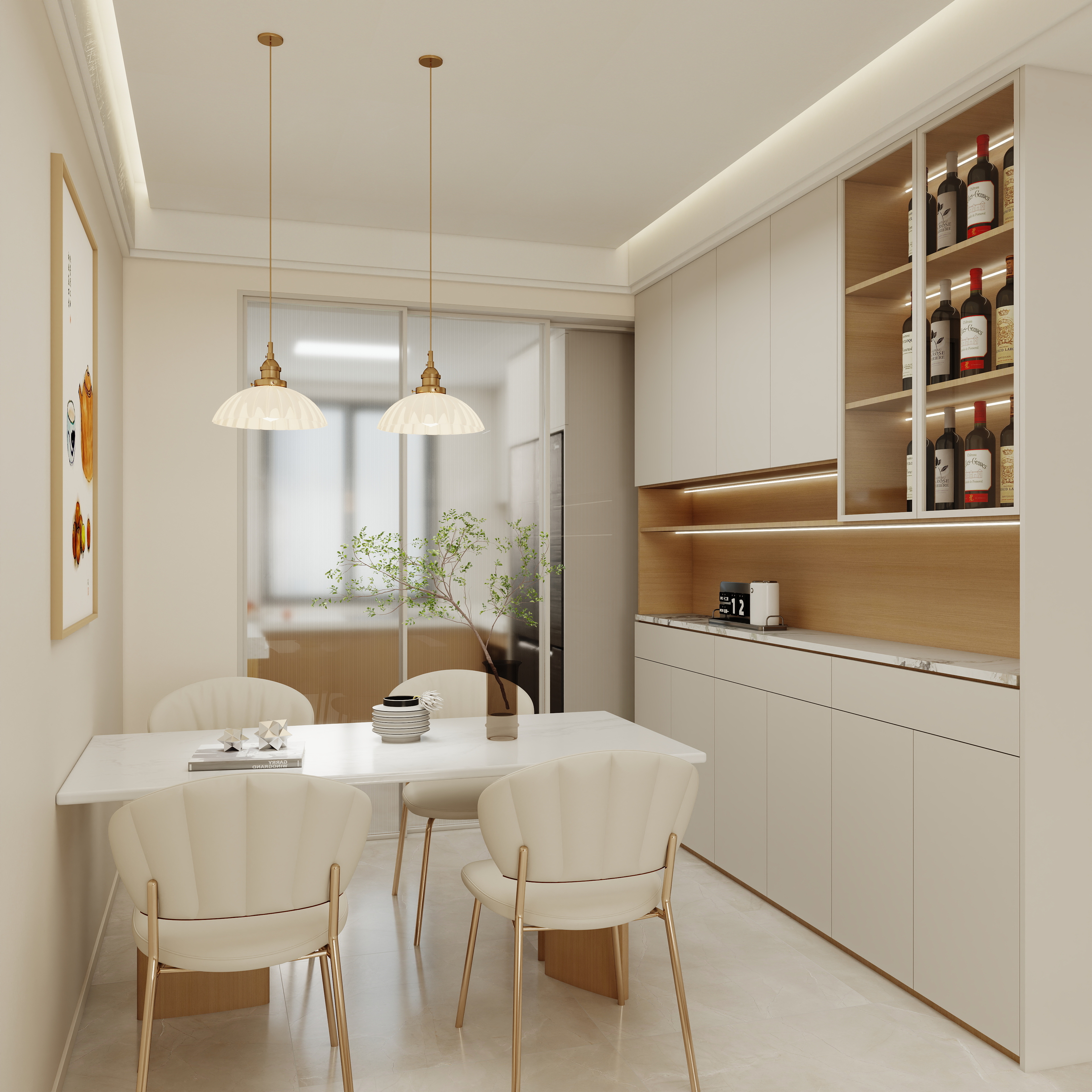 壹诺设计工作室-96㎡2室-奶油风装修效果图